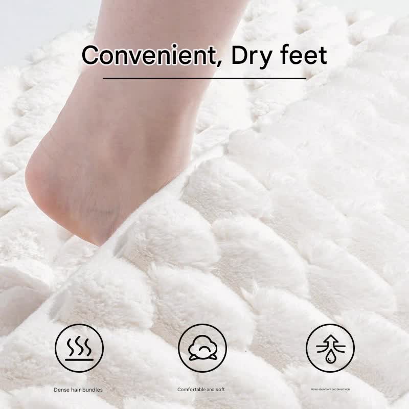 Luxury Plush Memory Foam Bath Mat with Foot Drying Panel - Super Absorbent & Non-Slip Bathroom Rug Paw beige