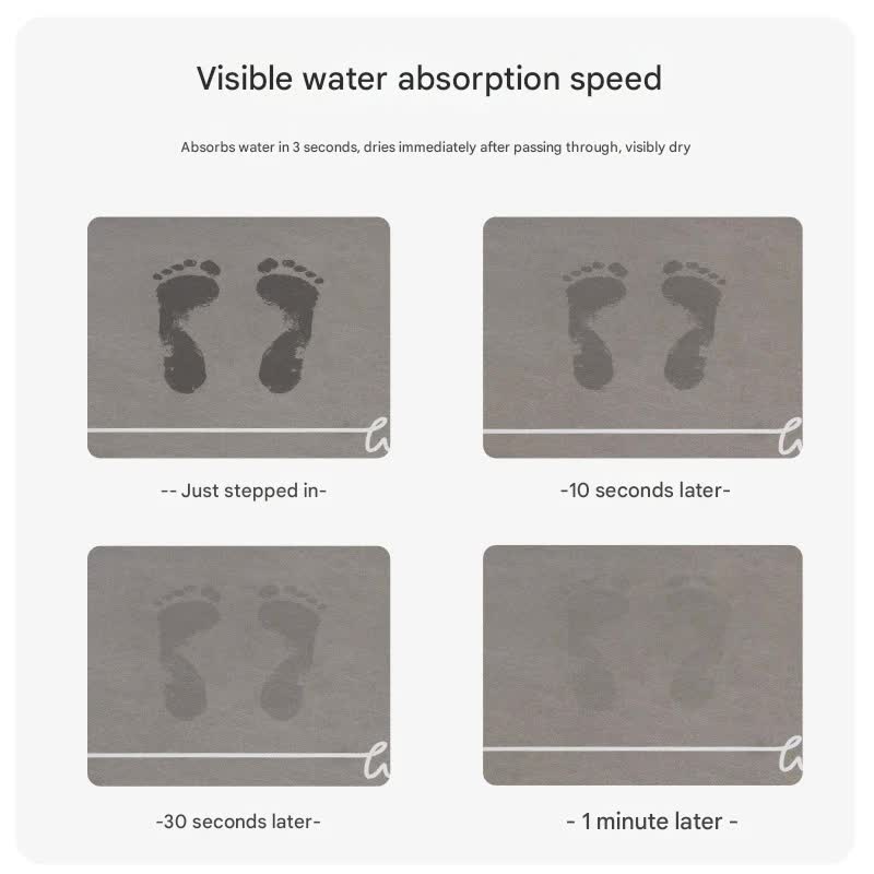 Super Absorbent Quick-Dry Diatomite Bath Mat - Non-Slip Suede Finish Bathroom Floor Mat Letter Brown