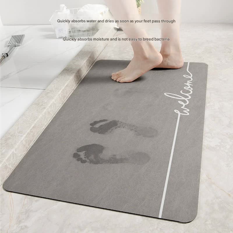 Super Absorbent Quick-Dry Diatomite Bath Mat - Non-Slip Suede Finish Bathroom Floor Mat Feather Brown