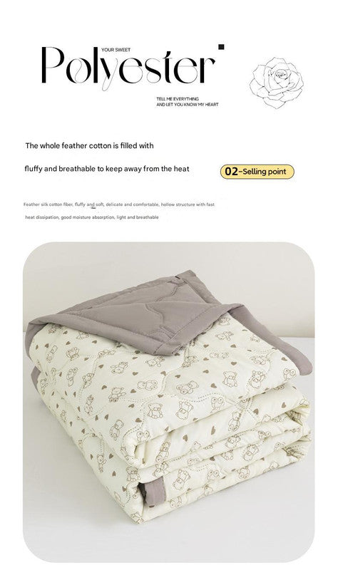 Lightweight Reversible Summer Quilt - Soft, Breathable & Machine Washable Comforter 150x200cm Fan Flower