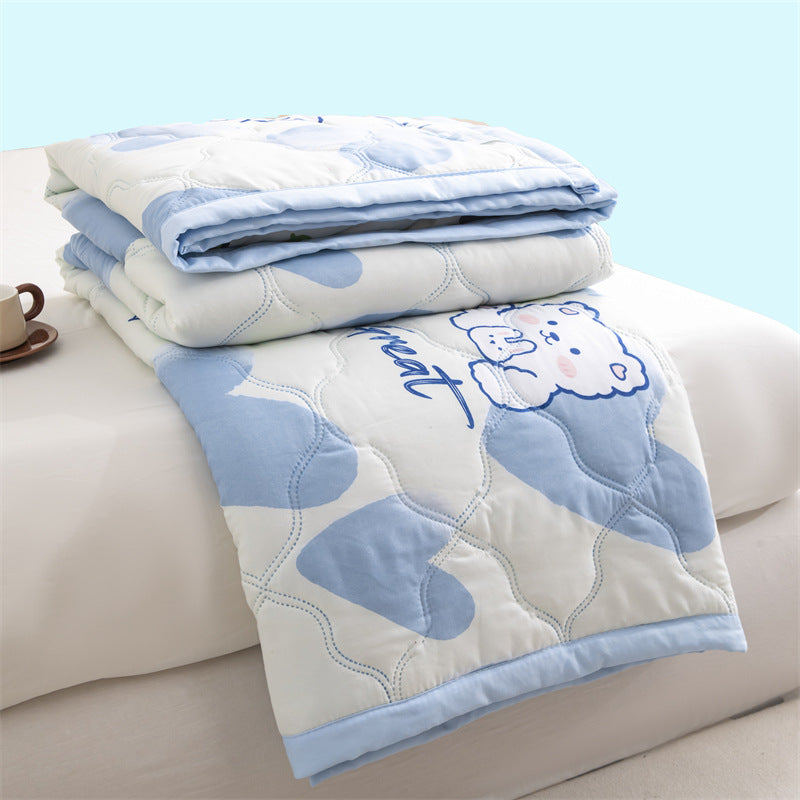 Lightweight Reversible Summer Quilt - Soft, Breathable & Machine Washable Comforter 150x200cm Blue Heart