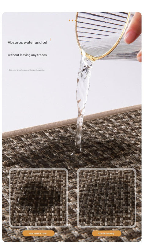 Absorbent & Dirt-Resistant Woven Kitchen Mat - Non-Slip Runner Rug for Home Interlocking Brown