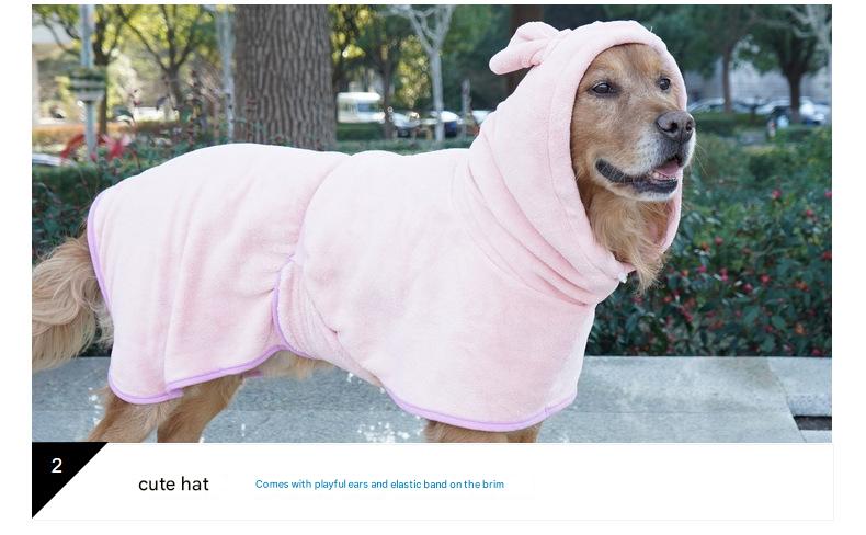 Blue Hooded Dog Bathrobe - Super Absorbent, Adjustable Fit, Cozy Pet Towel Size : L