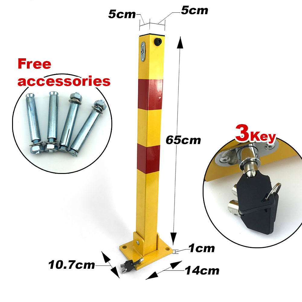 Square Heavy Duty Fold Down Security Parking Post Lock Safety Barrier