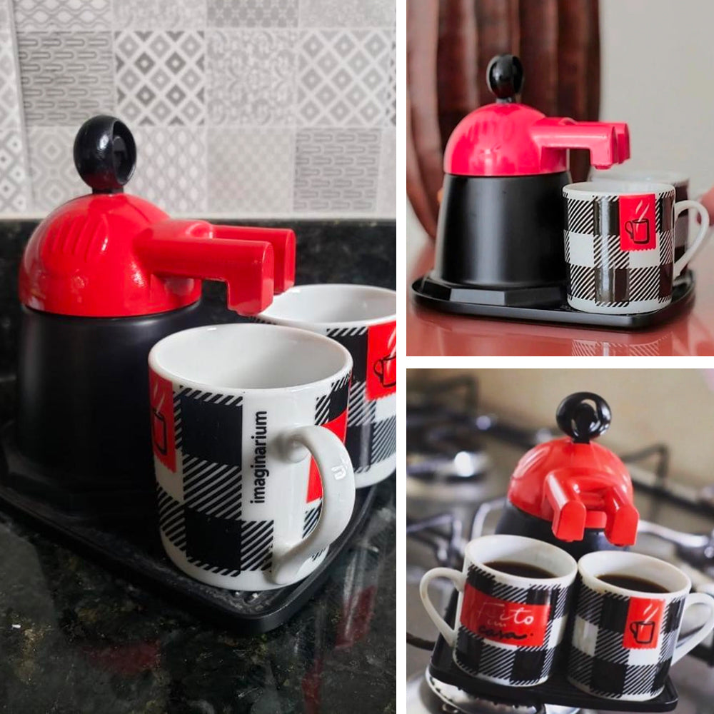 Red Mini Expresso 2Cups Ceramics Coffee Maker Moka Coffee Maker Italian Classic