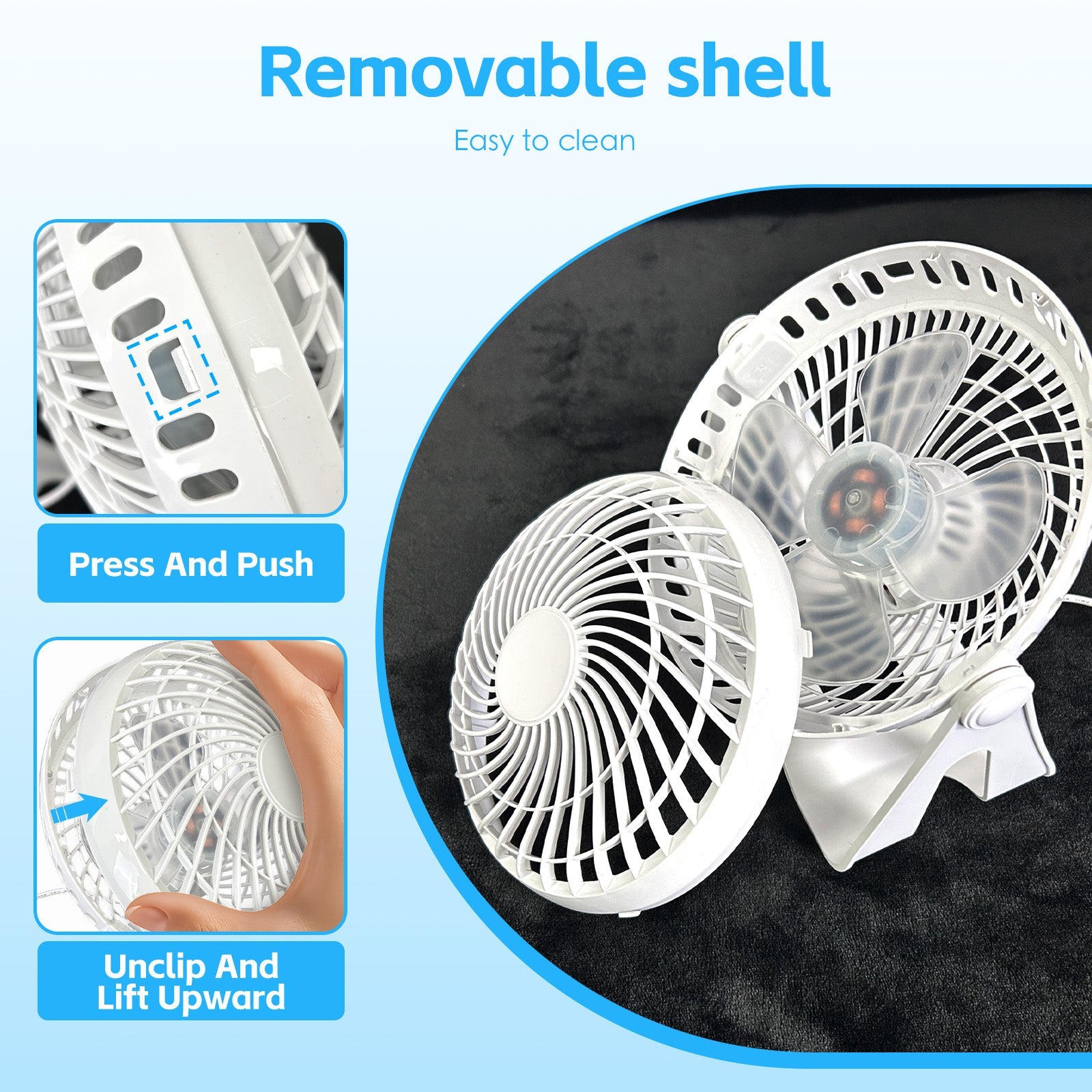 USB Powered Desk Fan – Portable 2-Speed Adjustable Angle Cooling Fan White