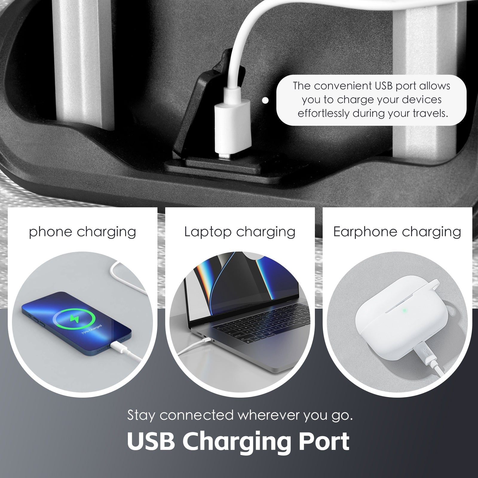 3-Piece Digital Luggage Set 20″/24″/28″ with Weighing Scale & USB Charging – Black