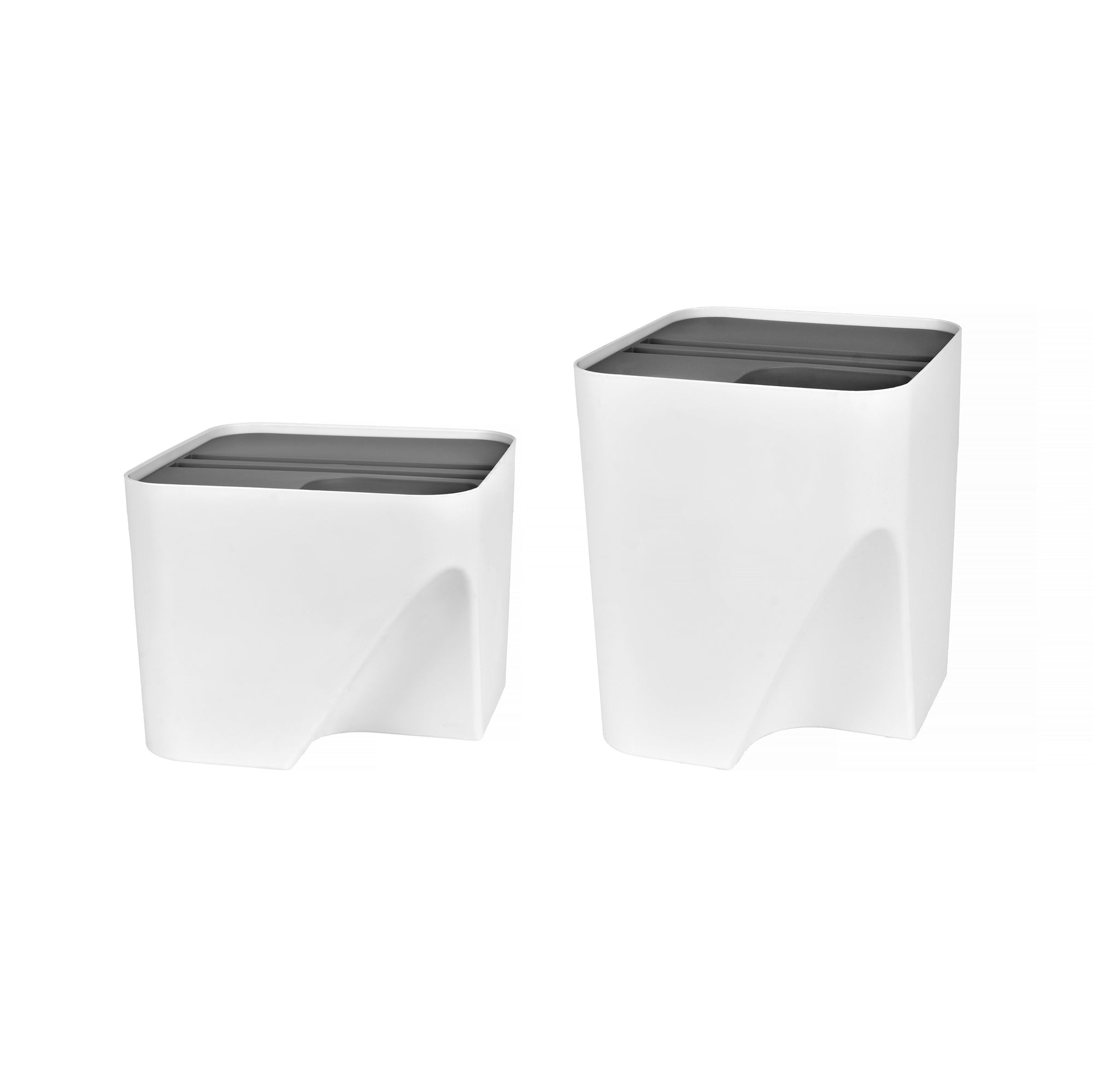 2 Pcs 12L+18L Stackable Plastic Kitchen Trash Bin Household Classification Storage Box