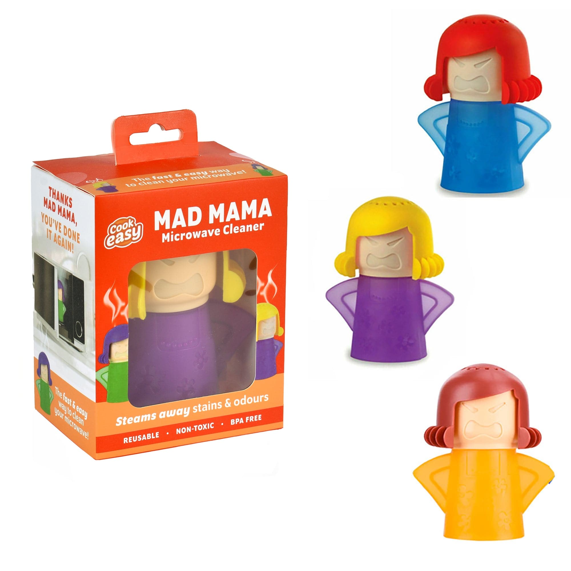 3 Pcs MAD MAMA Microwave Cleaner – BPA-Free Steam Cleaning Assorted Colors