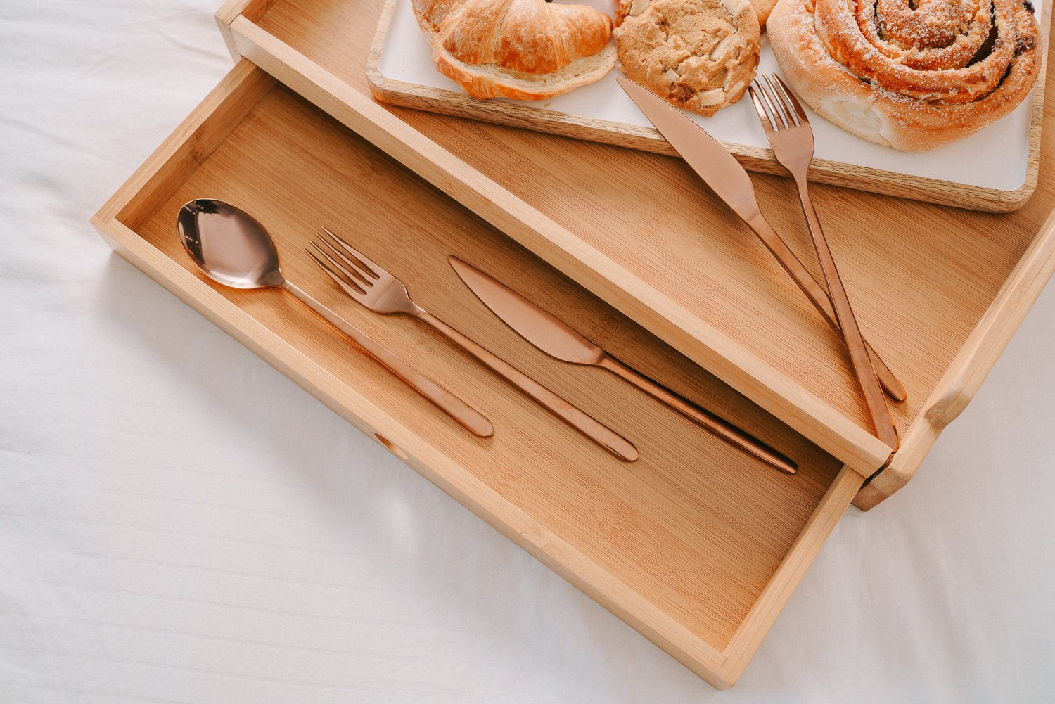 Bamboo Serving Tray With Drawer