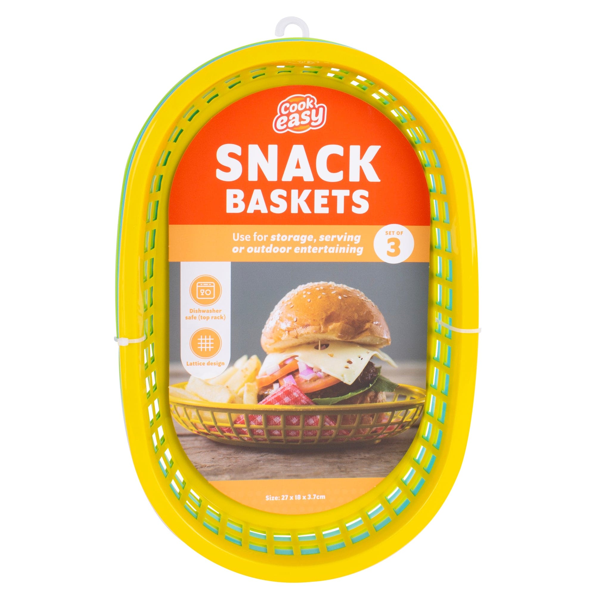 Cook Easy Set of 3 Oval Plastic Snack Baskets