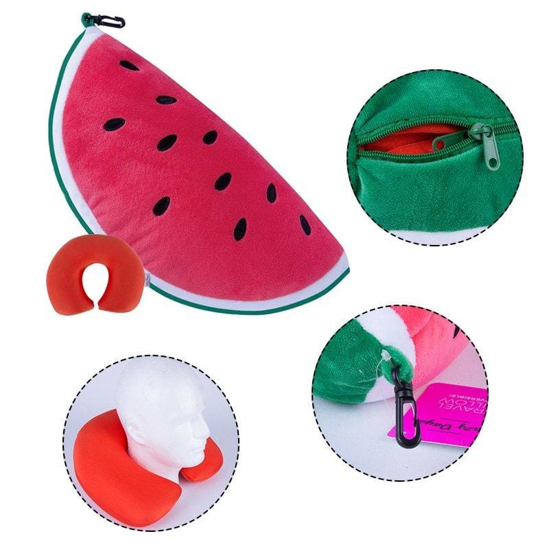 2 Ways Reversible Microfibre Travel Pillow-Avocado/Watermelon