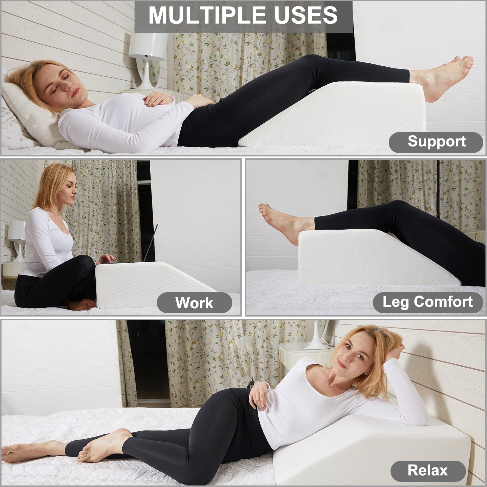 Memory Foam Bed Wedge Leg Support Elevation Pillow