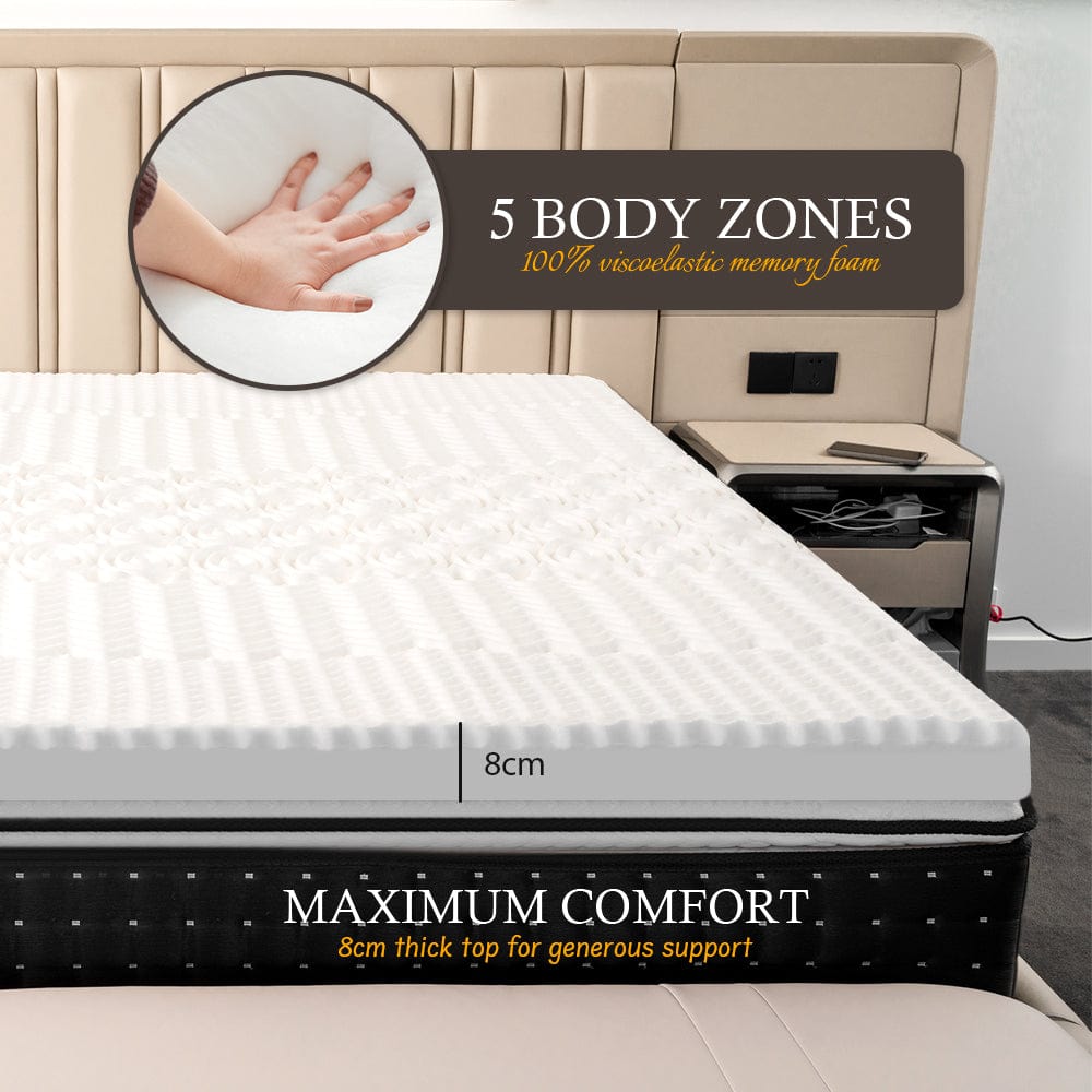 8cm Memory Foam Mattress Topper with Bamboo Cover - Single Size