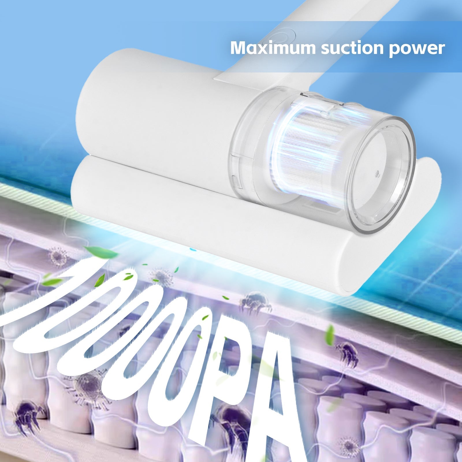 UV‑C Cordless Dust Mite Vacuum Handheld Sanitizing Cleaner with 1200 mAh Battery