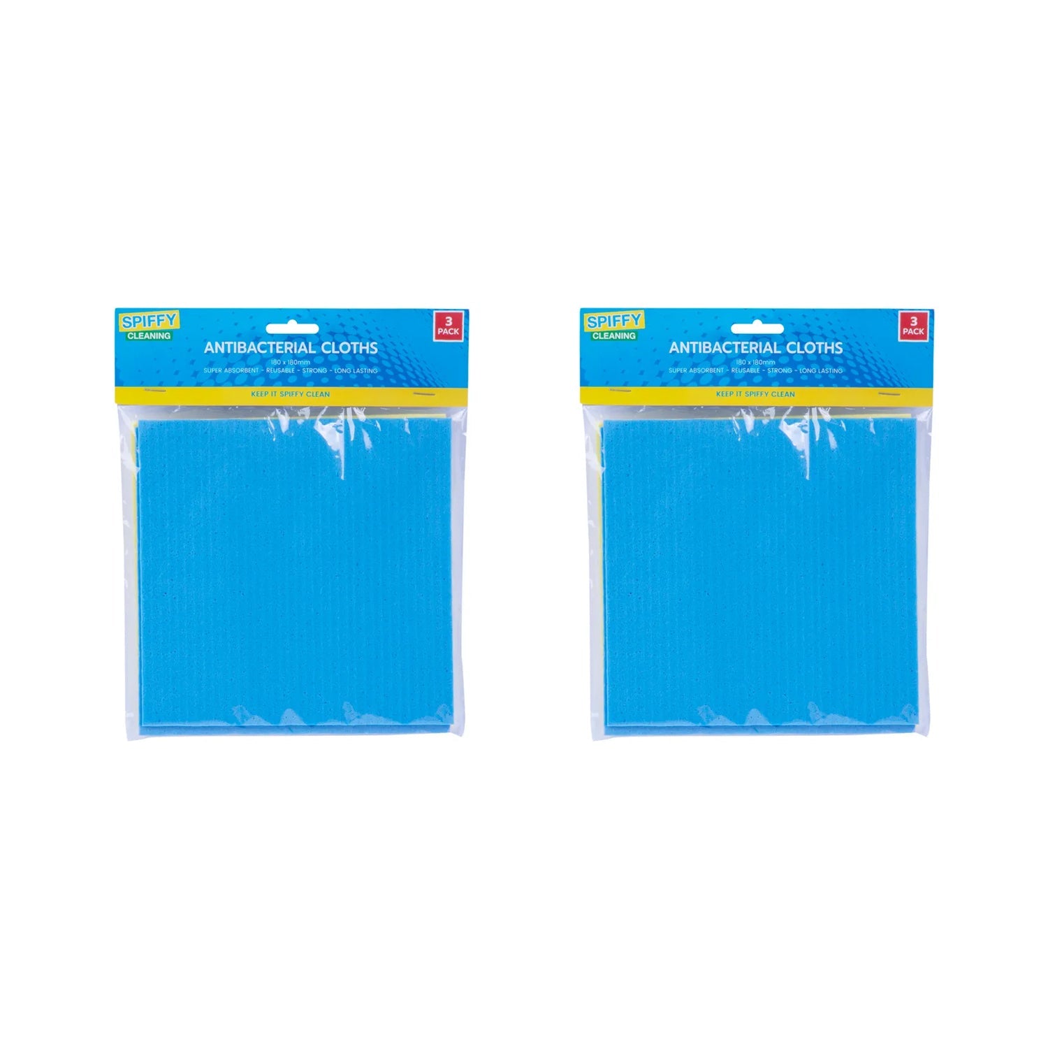 6PK Spiffy 15cm Antibacterial Cellulose Cloths