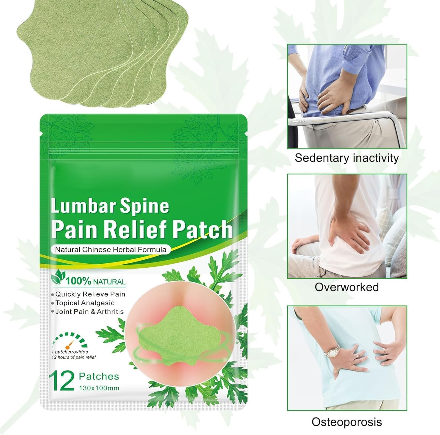 Flexiback Lumbar Spine Pain Relief Patch, Heat Long-Lasting 36pcs/3box