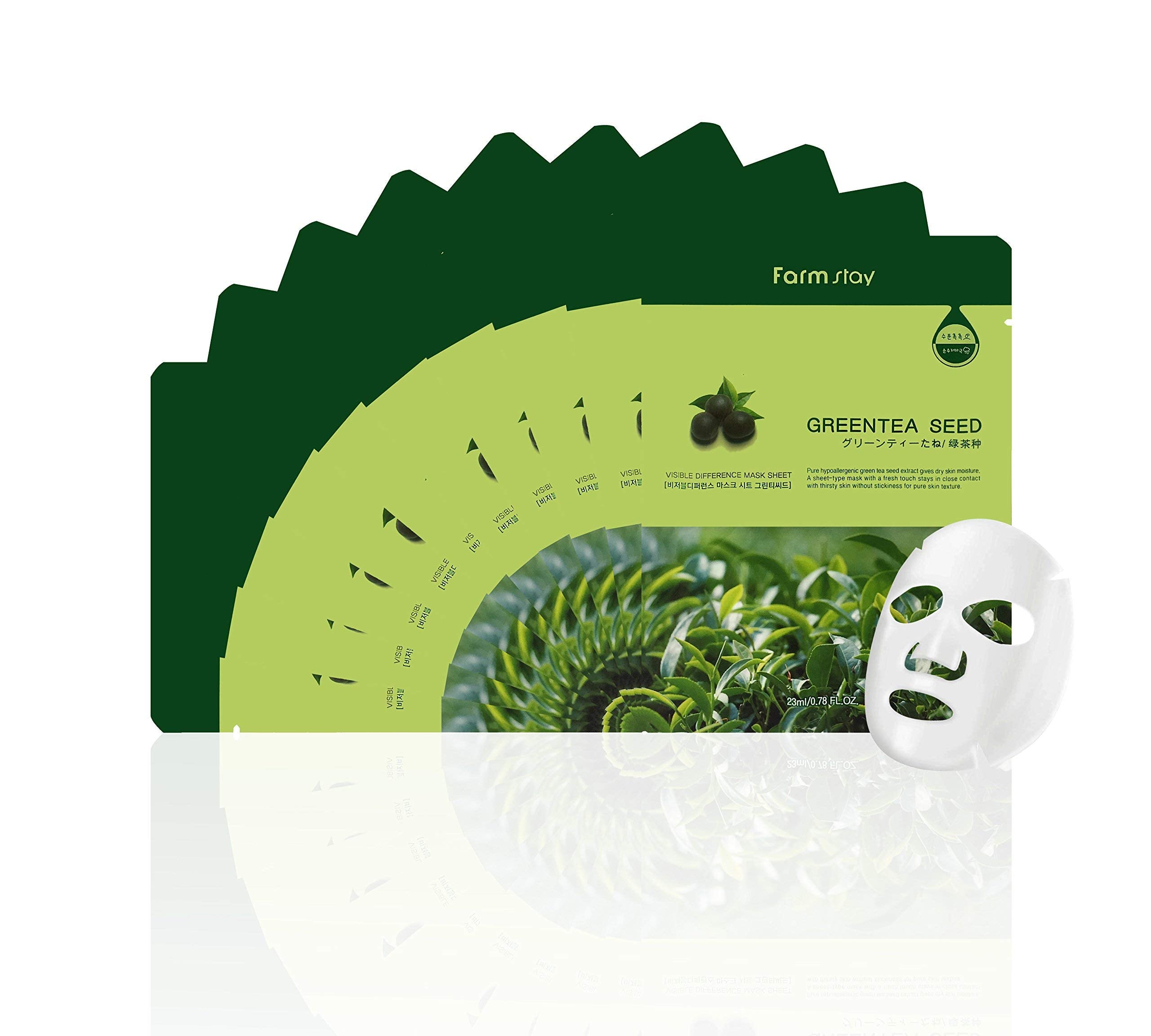 Farmstay Korean Greentea Seed Hydration Facial Mask Sheet Pack of 10