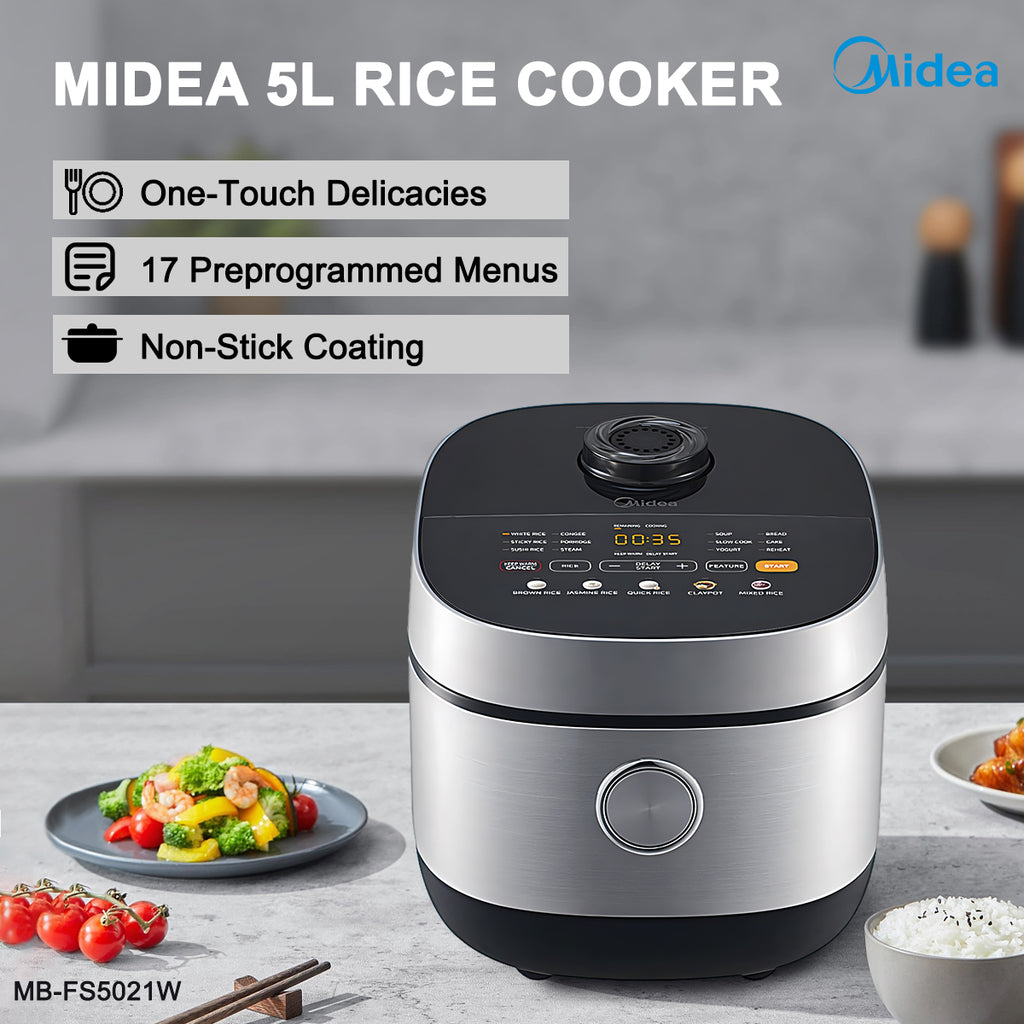 Modino Rice Cooker Midea 5L Rice Cooker Non-Stick Multi-functionality 24-Hour Auto Keep W