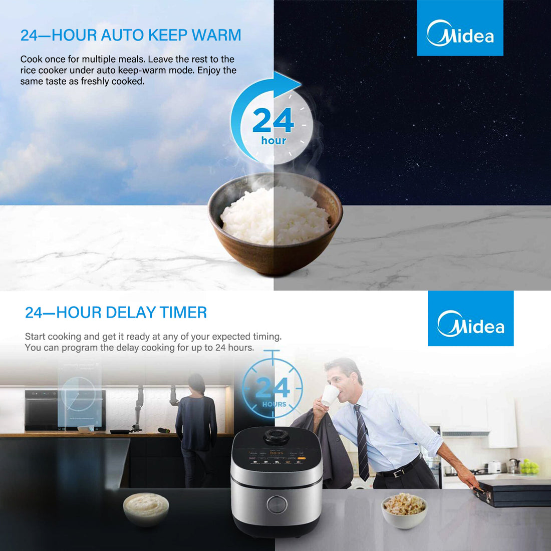 Modino Rice Cooker Midea 5L Rice Cooker Non-Stick Multi-functionality 24-Hour Auto Keep W