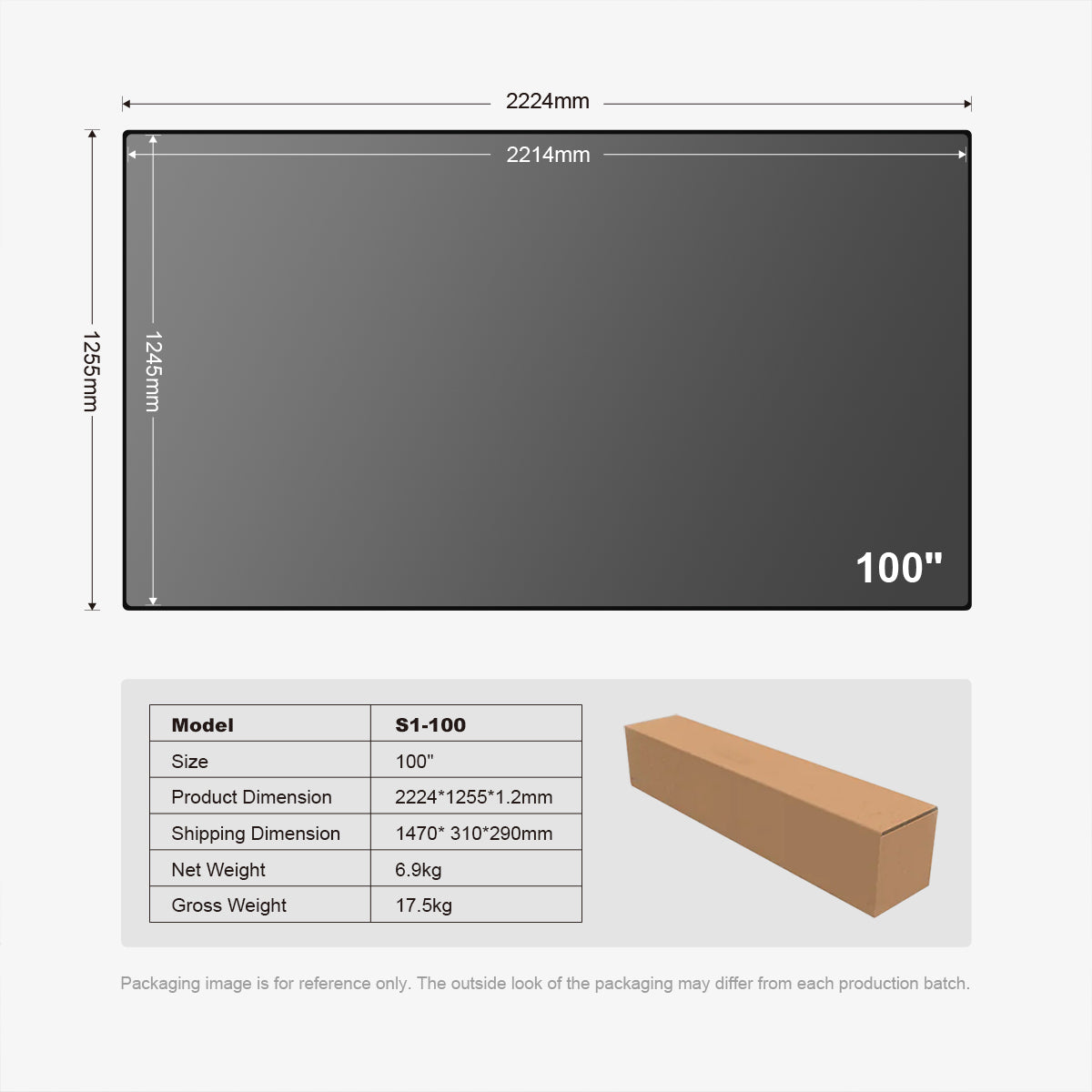 Winways Medium Throw ALR 100'' Rollable Fresnel Screen