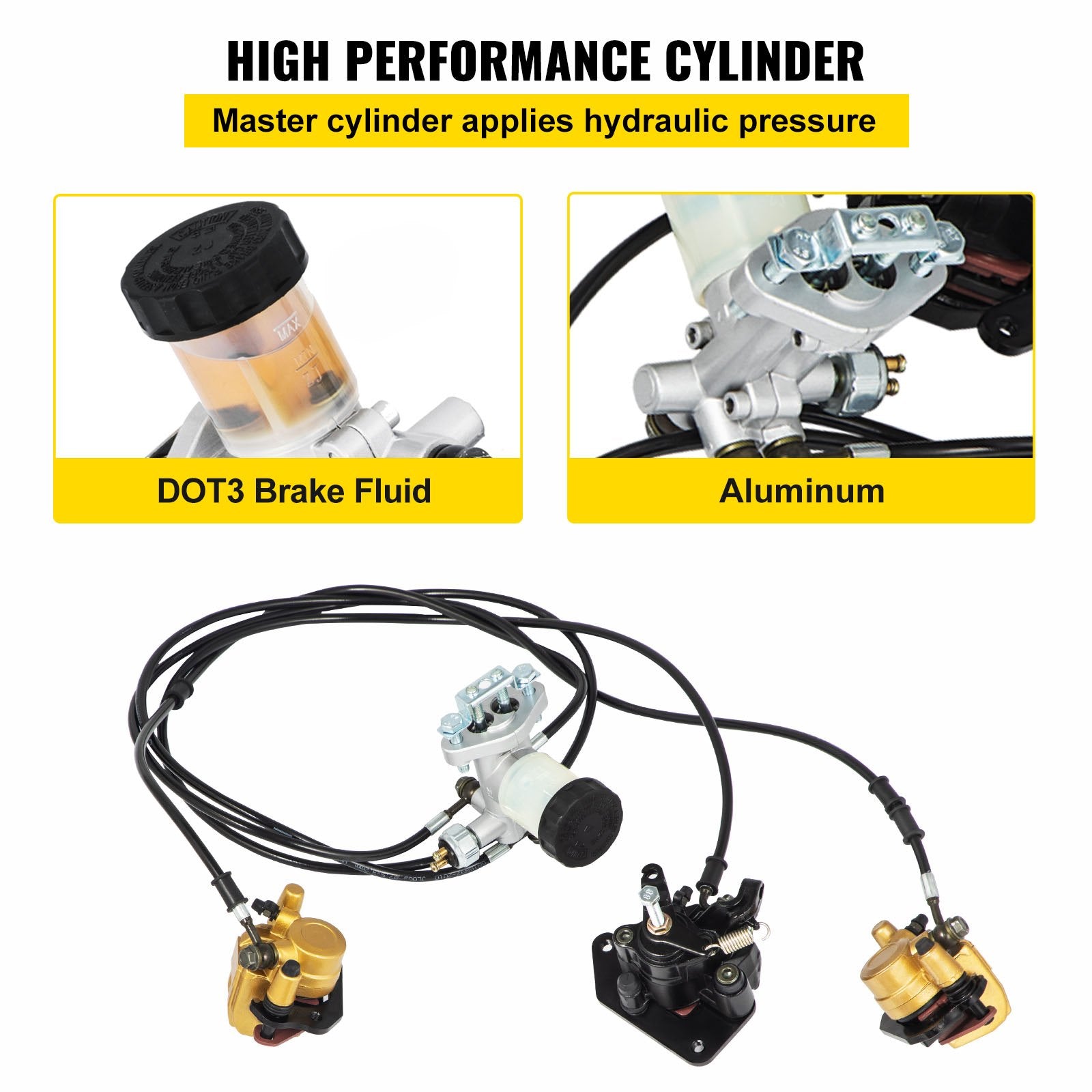 VEVOR Go Kart Brake Master Cylinder Kit Go Kart Hydraulic Brake Kit Universal Go Karts Brake Kit Complete Including Master Cylinder, Hose, Caliper, Pad for 150cc Automotive