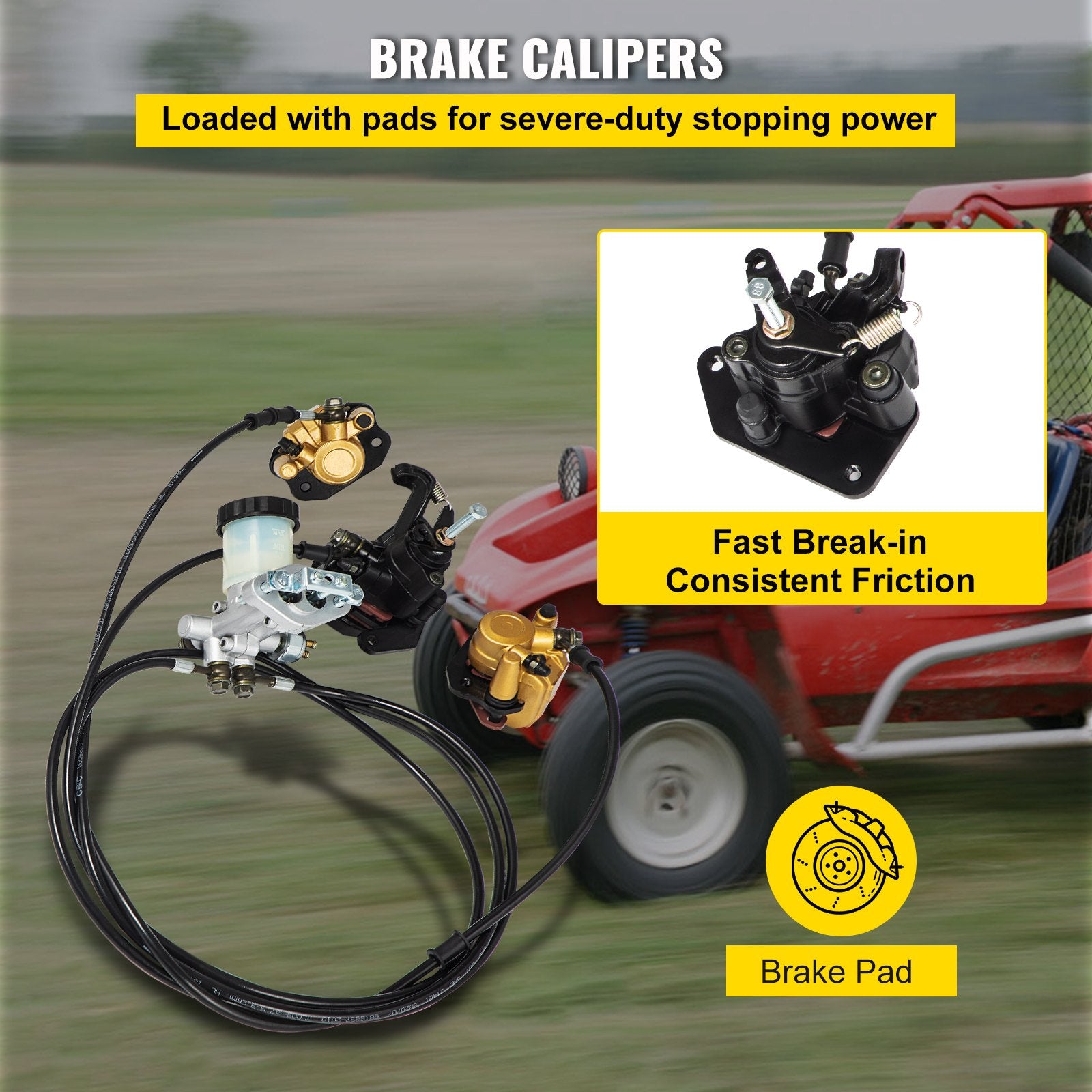 VEVOR Go Kart Brake Master Cylinder Kit Go Kart Hydraulic Brake Kit Universal Go Karts Brake Kit Complete Including Master Cylinder, Hose, Caliper, Pad for 150cc Automotive
