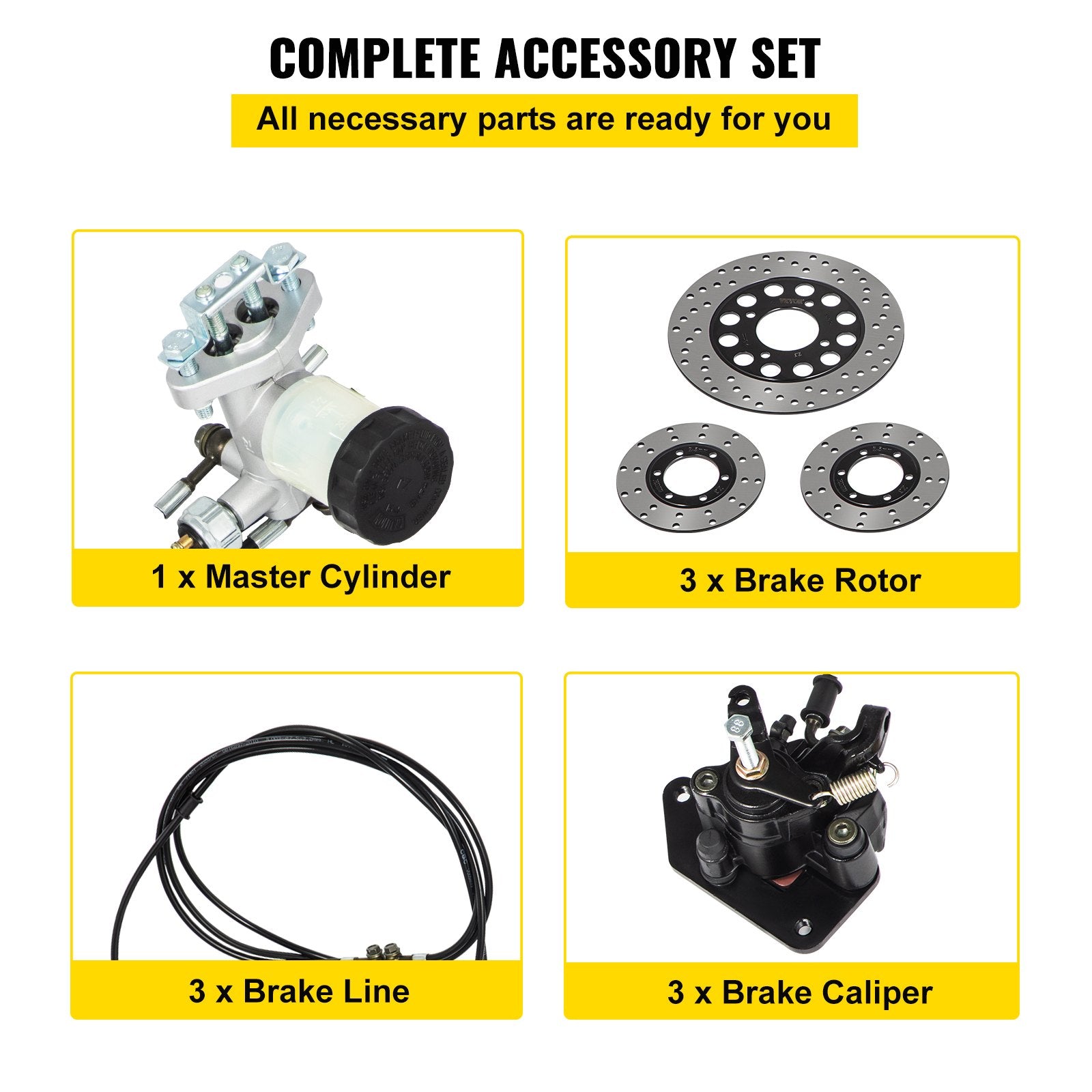 VEVOR Go Kart Brake Master Cylinder Kit Go Kart Hydraulic Brake Kit Universal Go Karts Brake Kit Complete Including Master Cylinder, Hose, Caliper, Pad for 150cc Automotive