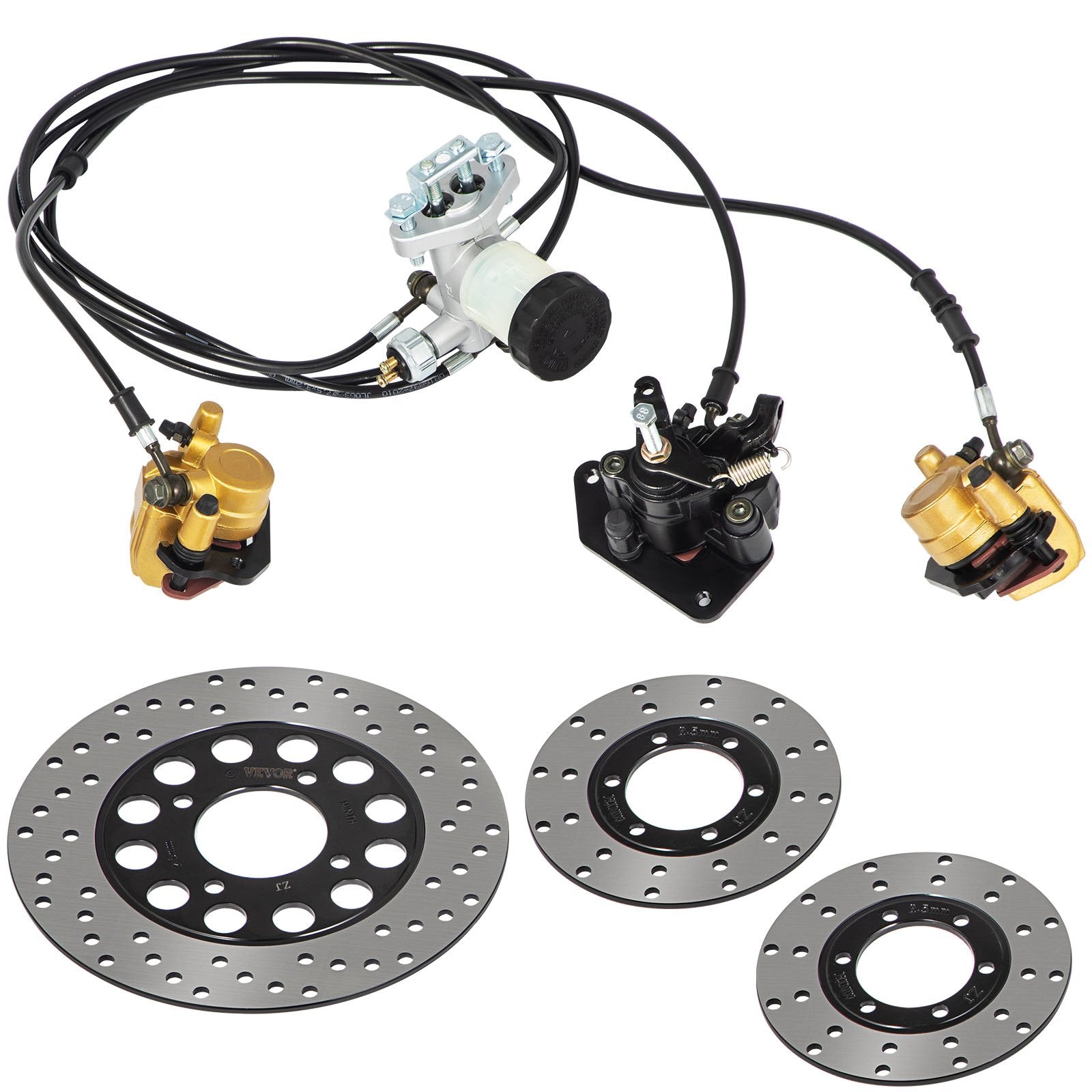 VEVOR Go Kart Brake Master Cylinder Kit Go Kart Hydraulic Brake Kit Universal Go Karts Brake Kit Complete Including Master Cylinder, Hose, Caliper, Pad for 150cc Automotive