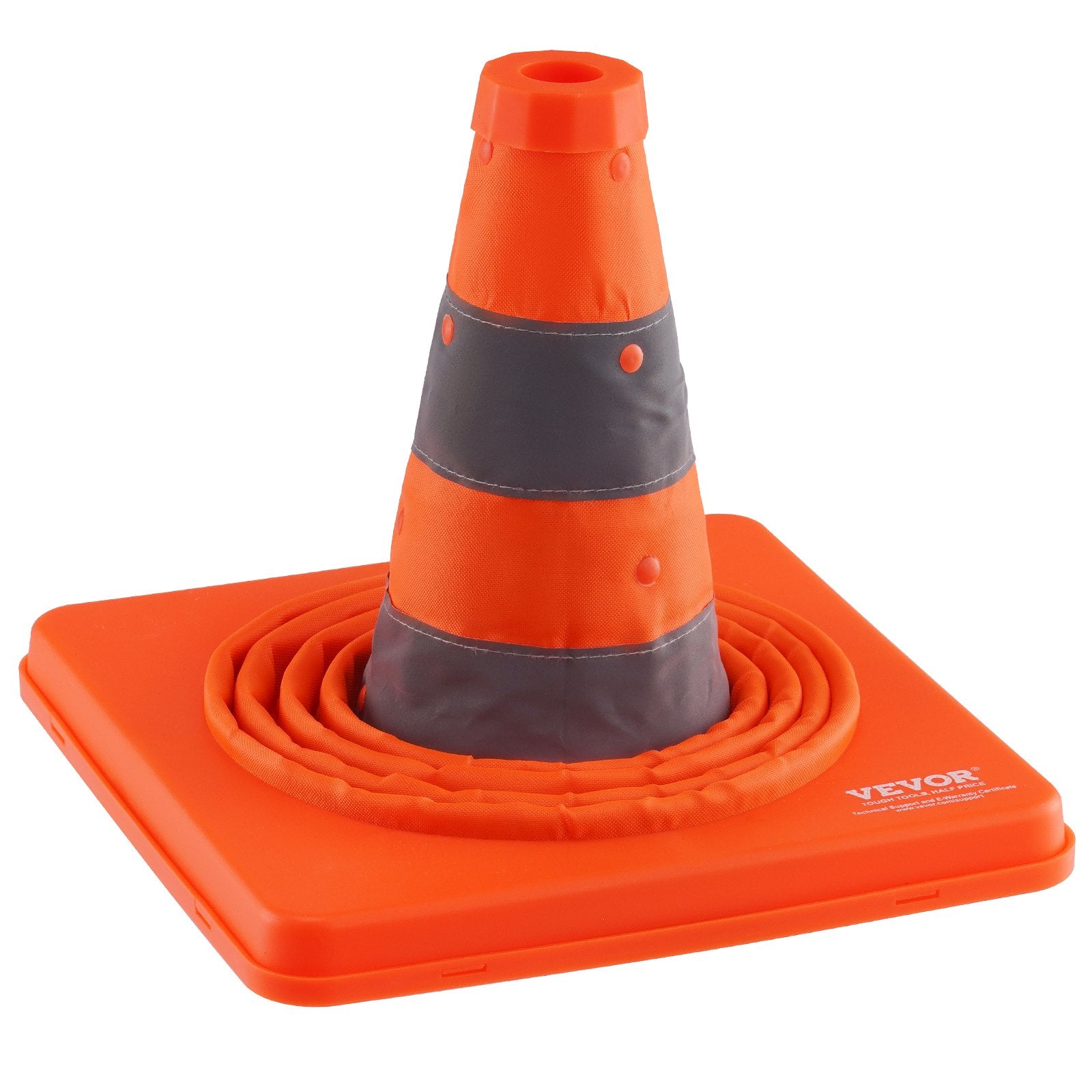 VEVOR Safety Cones, 4 Pack 18 inch Collapsible Traffic Cones, Construction Cones with Reflective Collars, Wide Base and A Storage Bag, for Traffic Control, Driving Training, Parking Lots