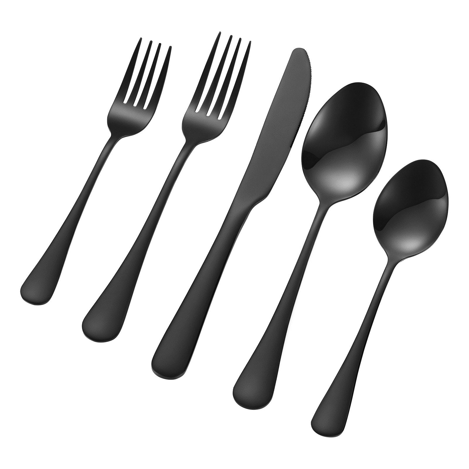 VEVOR 30-Piece Black Silverware Set, Food-Grade Stainless Steel Flatware Utensils for 6, Mirror Finished Cutlery Set, Dishwasher Safe Eating Tableware for Kitchen Home, Include Knife Fork Spoon