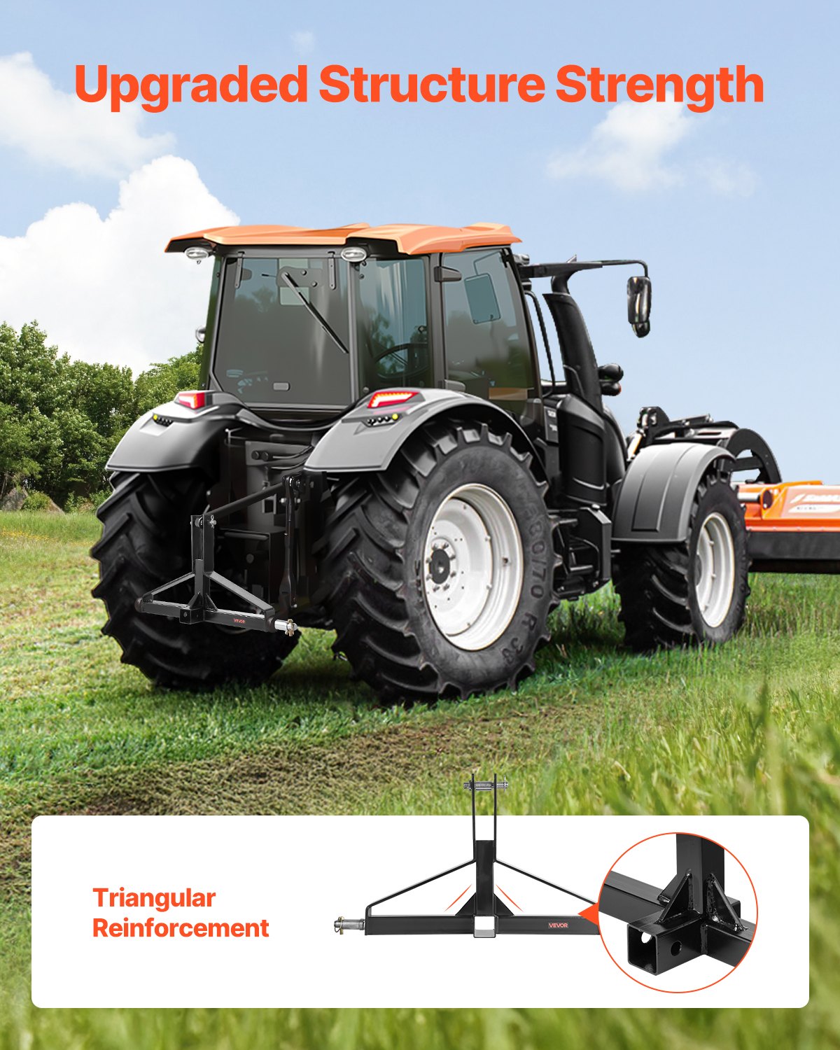 VEVOR 3 Point Trailer Hitch with 2 in Receiver, 3pt Quick Hitch Attachment for Category 1 Tractor, 3000lbs Capacity, Tow Drawbar Adapter, Compatible with Kubota, Mahindra, Ford, Yanmar, John Deere