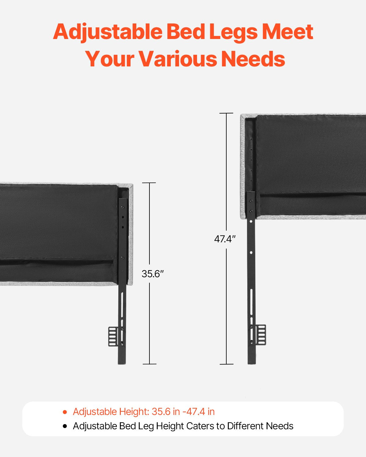 VEVOR Headboard, Full Size Headboard with Adjustable Height, Comfortable Diamond Tufted for Full Size Bed, W 56.3 x H 35.6-47.4 inches, Ideal for Bedroom, Hotel, Homestay, Dormitory, Light Grey