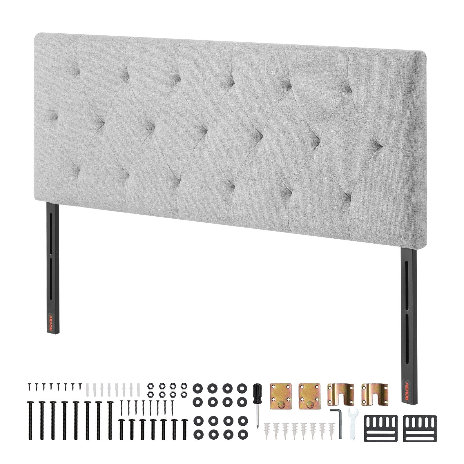 VEVOR Headboard, Full Size Headboard with Adjustable Height, Comfortable Diamond Tufted for Full Size Bed, W 56.3 x H 35.6-47.4 inches, Ideal for Bedroom, Hotel, Homestay, Dormitory, Light Grey