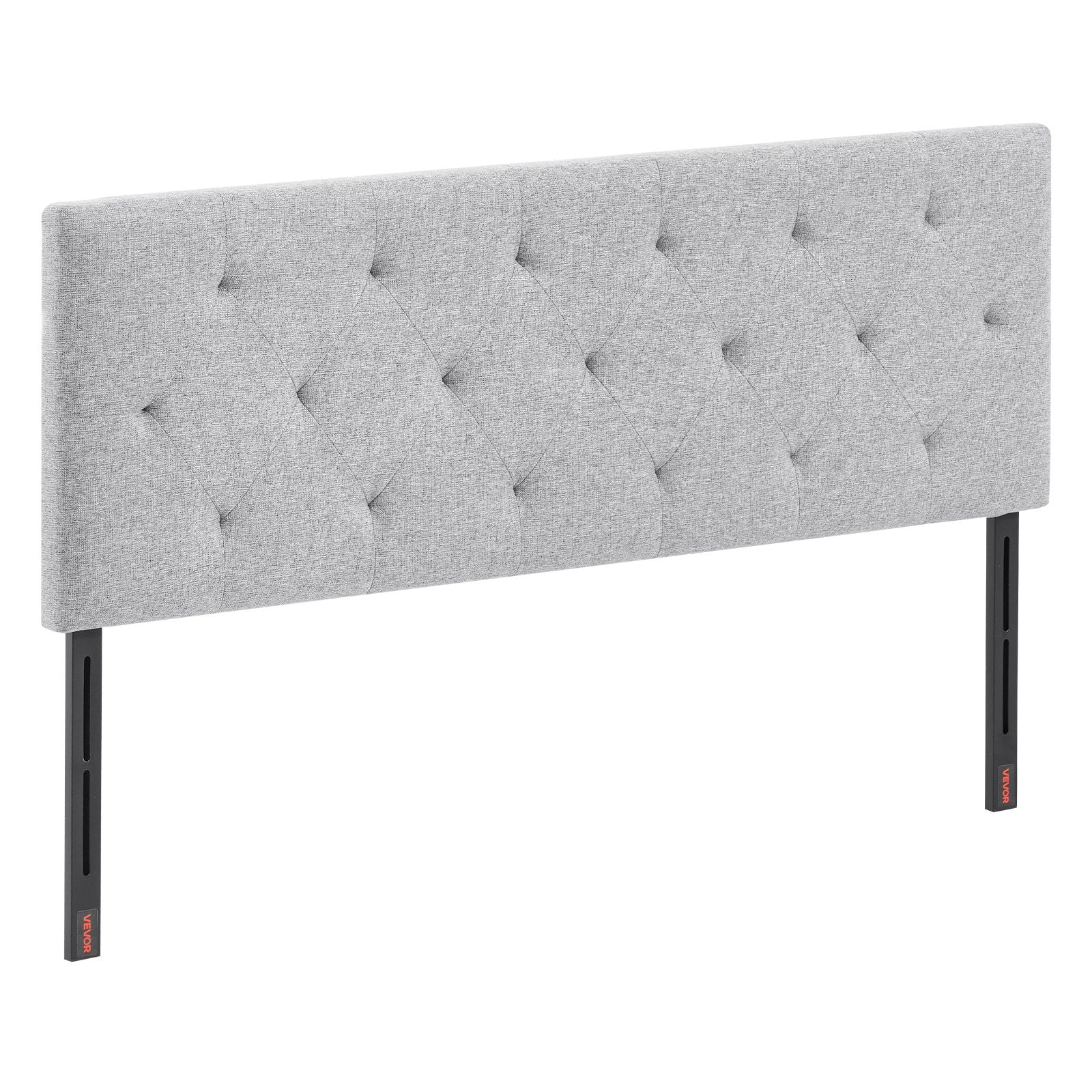 VEVOR Headboard, Full Size Headboard with Adjustable Height, Comfortable Diamond Tufted for Full Size Bed, W 56.3 x H 35.6-47.4 inches, Ideal for Bedroom, Hotel, Homestay, Dormitory, Light Grey