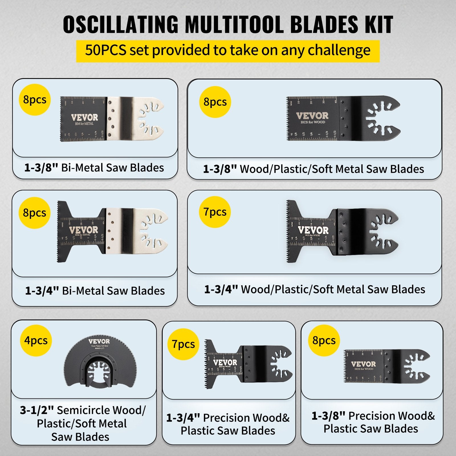 VEVOR Oscillating Multi Tool Saw Blades Multi Tool Blades 50PCS for Wood Metal