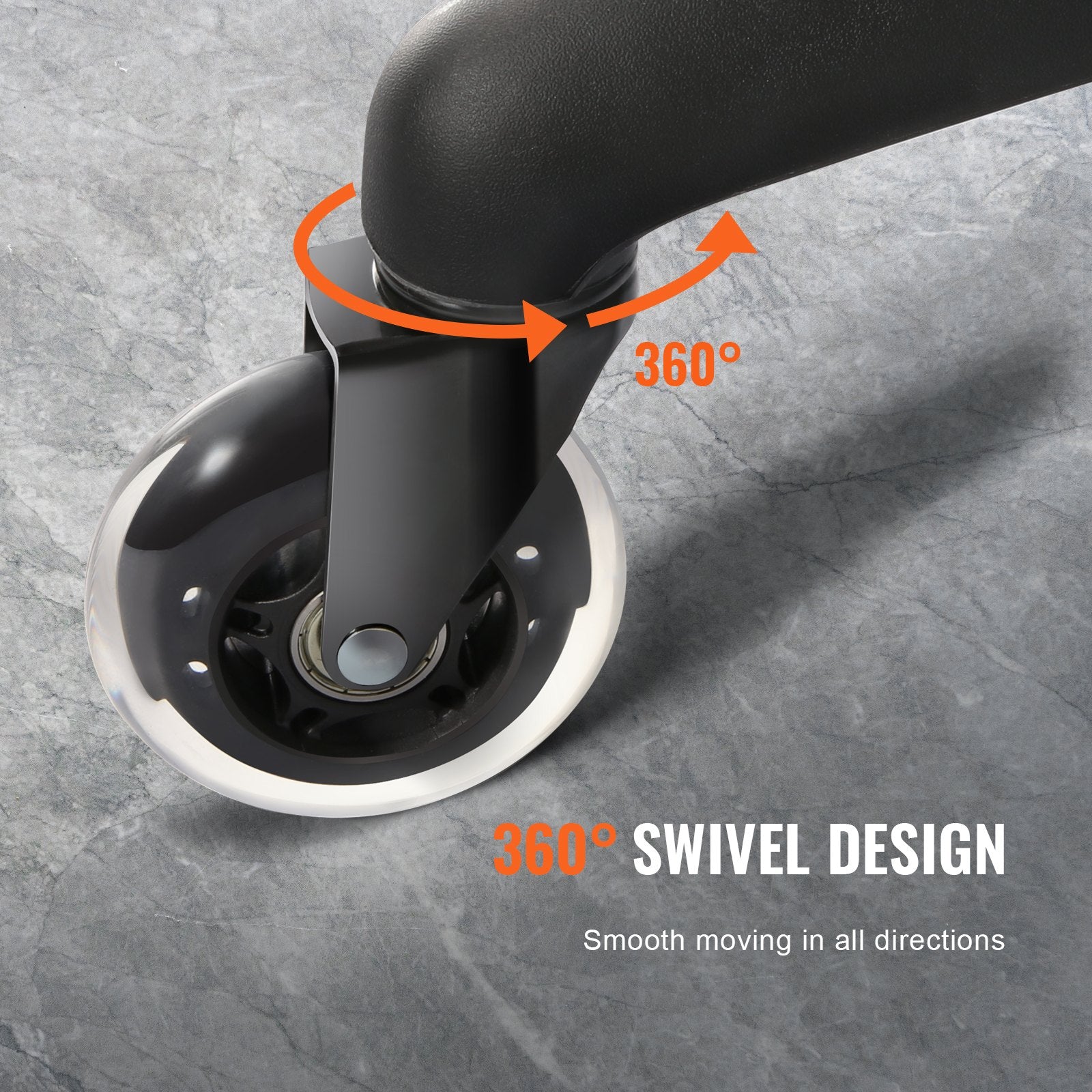 VEVOR Office Chair Wheels, Set of 5, 76.2 mm Caster Wheels Replacement for Hardwood Floors and Carpet, Heavy Duty Computer Gaming Desk Casters with 59 kg Load Capacity, Universal Fit for Most Chairs