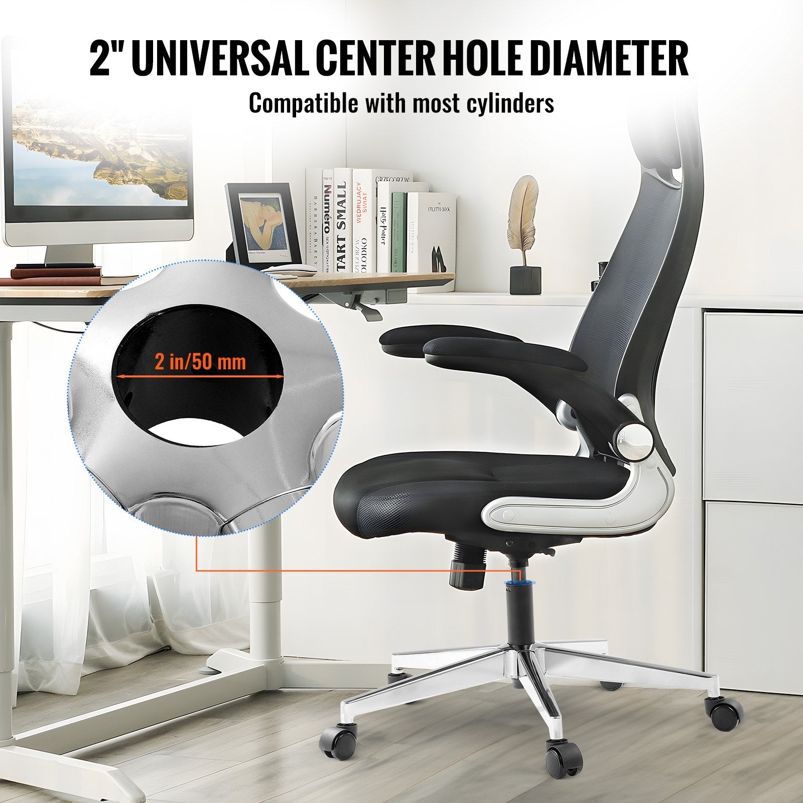 VEVOR Office Chair Base Replacement, 710 mm 1134 kg Static Load Capacity, Heavy Duty Universal Computer Desk Chair Stool Base Part with Reinforced Metal Legs, Desk Chair Base Replacement Parts, Silver
