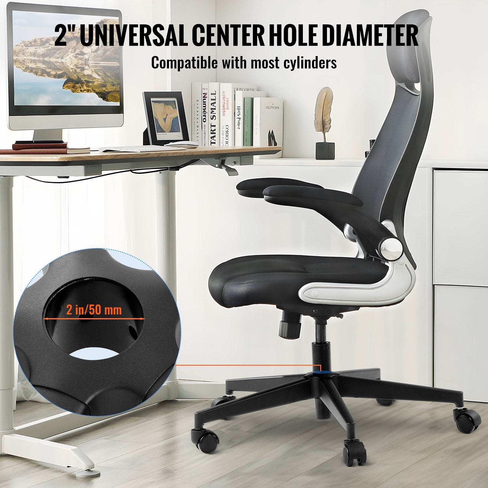 VEVOR Office Chair Base Replacement, 710 mm, 1134 kg Static Load Capacity, Heavy Duty Universal Computer Desk Chair Stool Base Part with Reinforced Metal Legs, Desk Chair Base Replacement Parts, Black