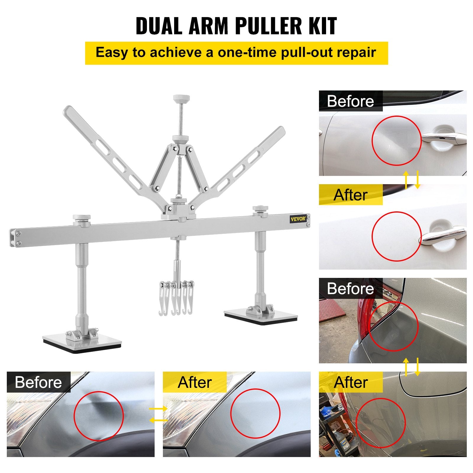 VEVOR Dent Pull Lever Bar Kit, Car Dent Puller Kit Dent Pull Lever, Fit for Both Aluminum and Steel Dent Pulling 750MM