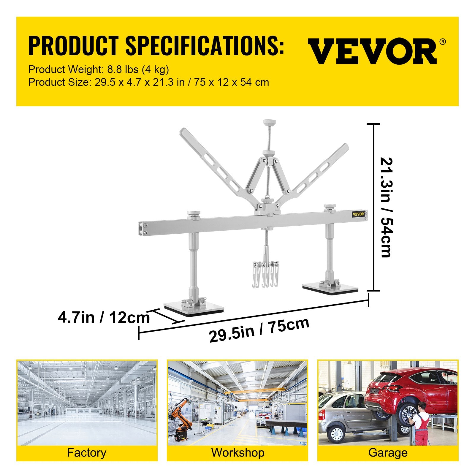 VEVOR Dent Pull Lever Bar Kit, Car Dent Puller Kit Dent Pull Lever, Fit for Both Aluminum and Steel Dent Pulling 750MM