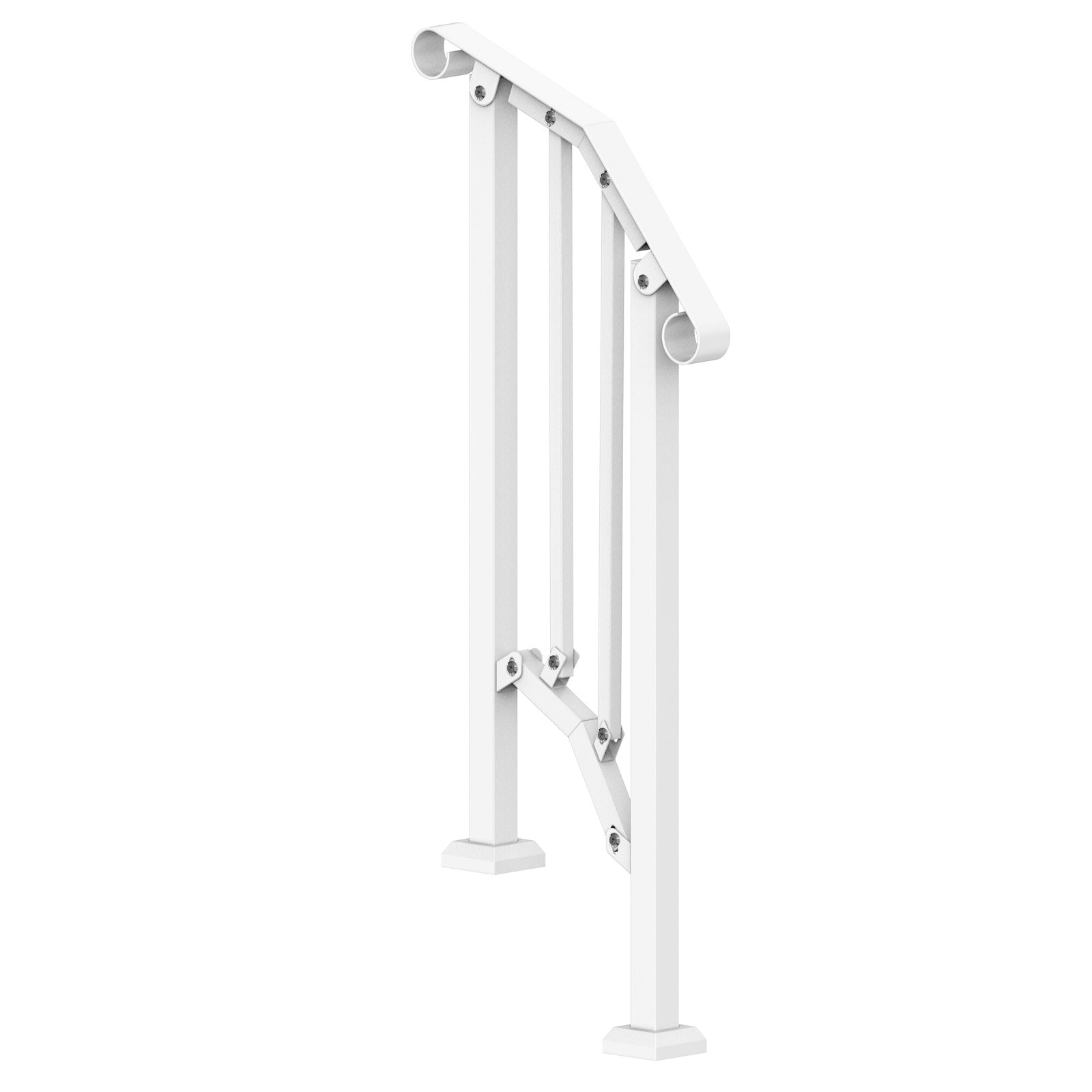 VEVOR Handrails for Outdoor Steps, 1-2 Step Stair Hand Rail Kit, Transitional Carbon Steel Railings with Installation Kit, Stair Rails for Seniors, Concrete Steps & Porch & Deck, White Retro Arch