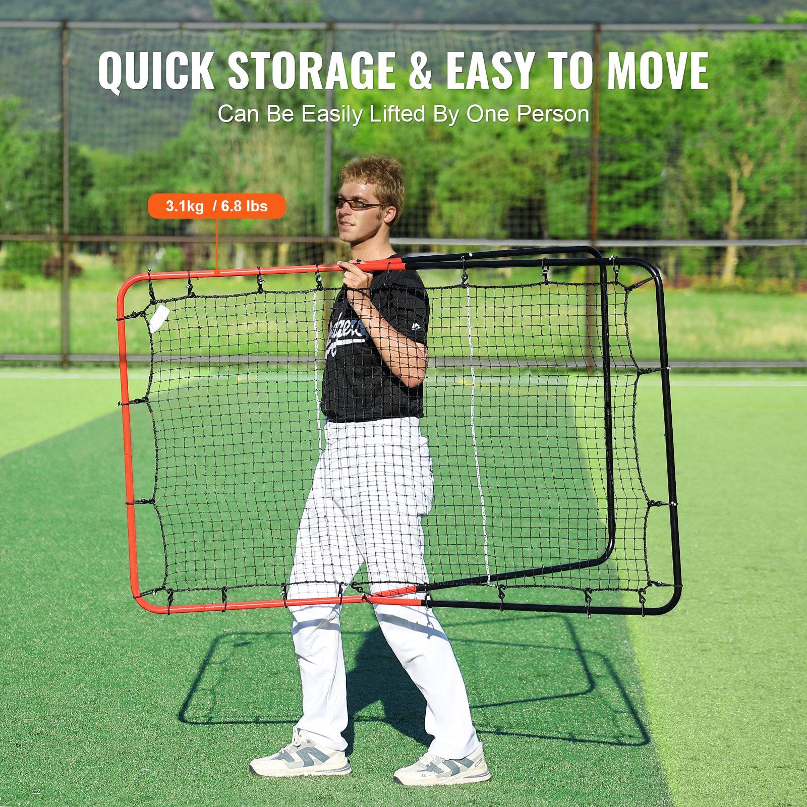 VEVOR Baseball And Softball Rebounder Net, 3 x 4.5 ft PitchBack Baseball Pitching Nest, 3-Way Baseball, Softball Pitchback Net, Fielding Trainer, Bounce Back Net for Fielding/Throwing Practice