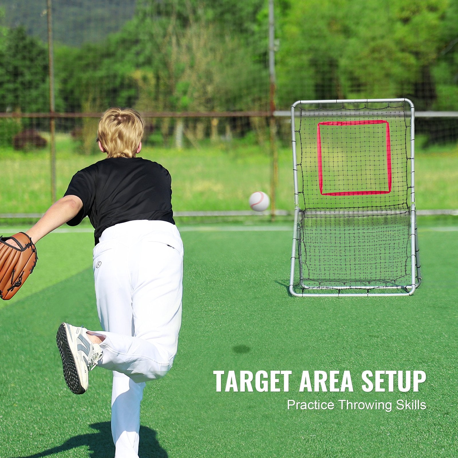 VEVOR Baseball And Softball Rebounder Net, 3.5 x 6 ft PitchBack Baseball Pitching Nest, Softball Pitchback Net, Fielding Trainer, Bounce Back Net for Fielding/Throwing Practice, 5 Adjustable Angles