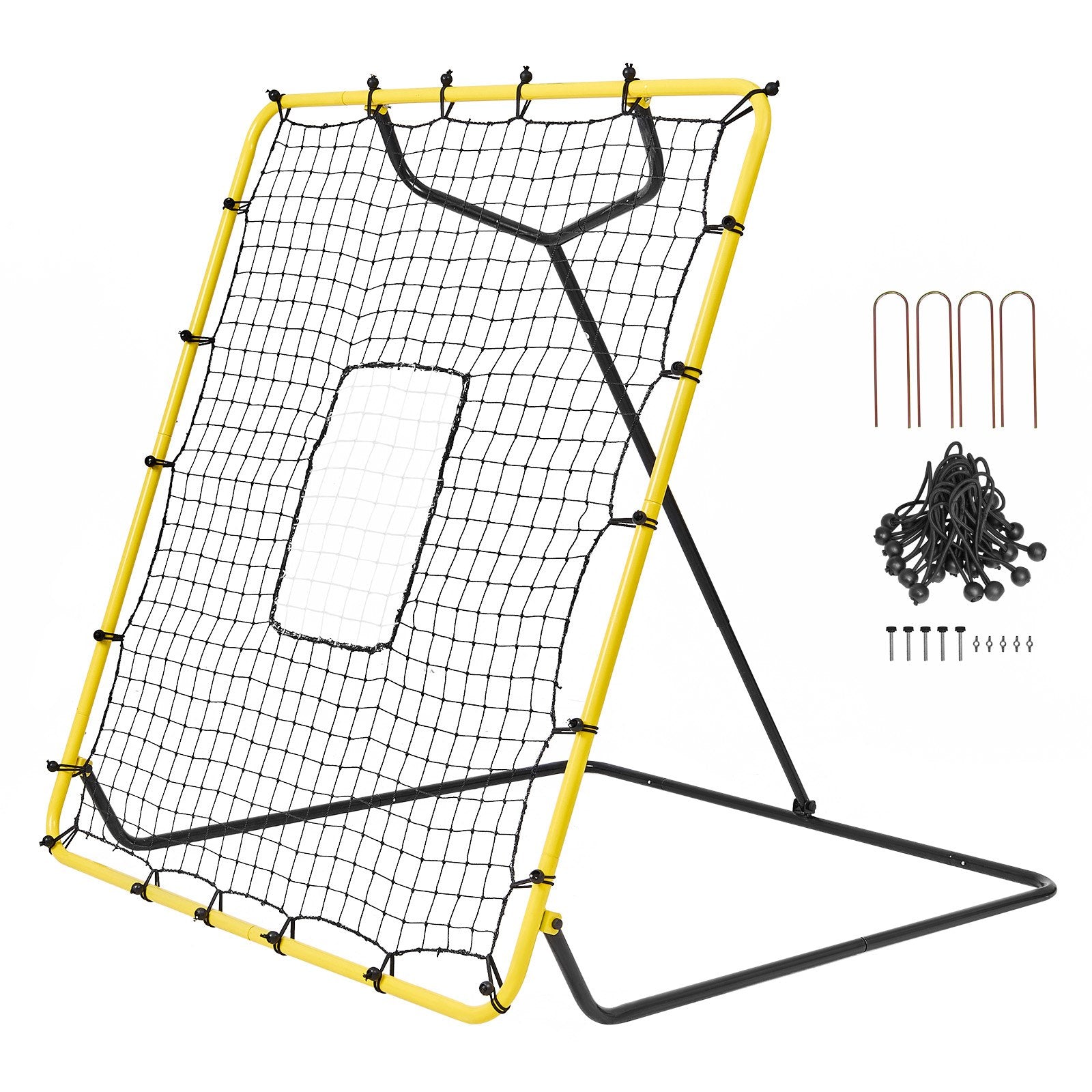 VEVOR Baseball And Softball Rebounder Net, 4 x 4.5 Feet PitchBack Baseball Nest for Pitching and Fielding Training, Pitch Return Trainer Rebound Net with Pitching Target, 4 Adjustable Angles