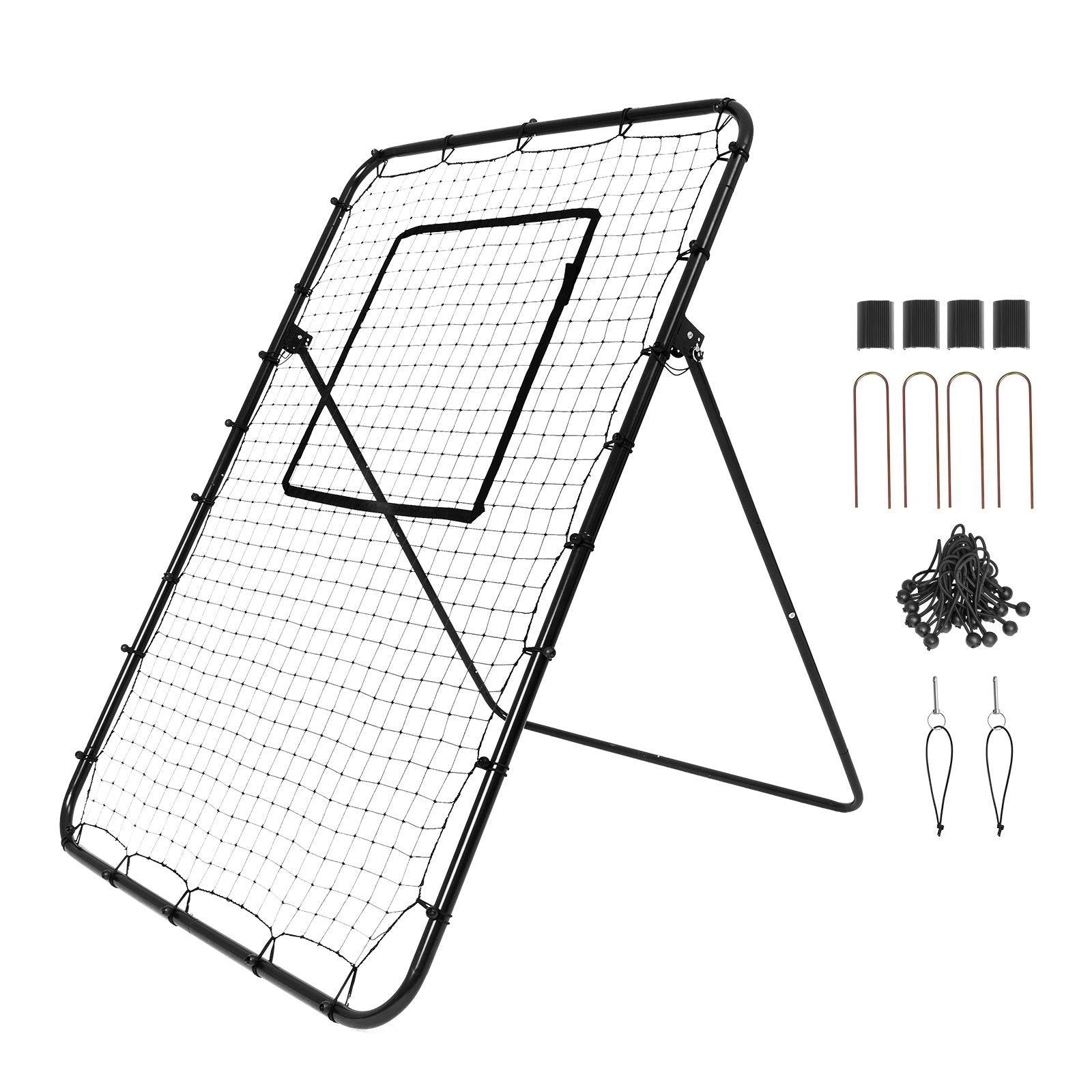 VEVOR Baseball And Softball Rebounder Net, 4 x 6 Feet PitchBack Baseball Nest for Pitching and Fielding Training, Pitch Return Trainer Rebound Net with Pitching Target, 4 Adjustable Angles