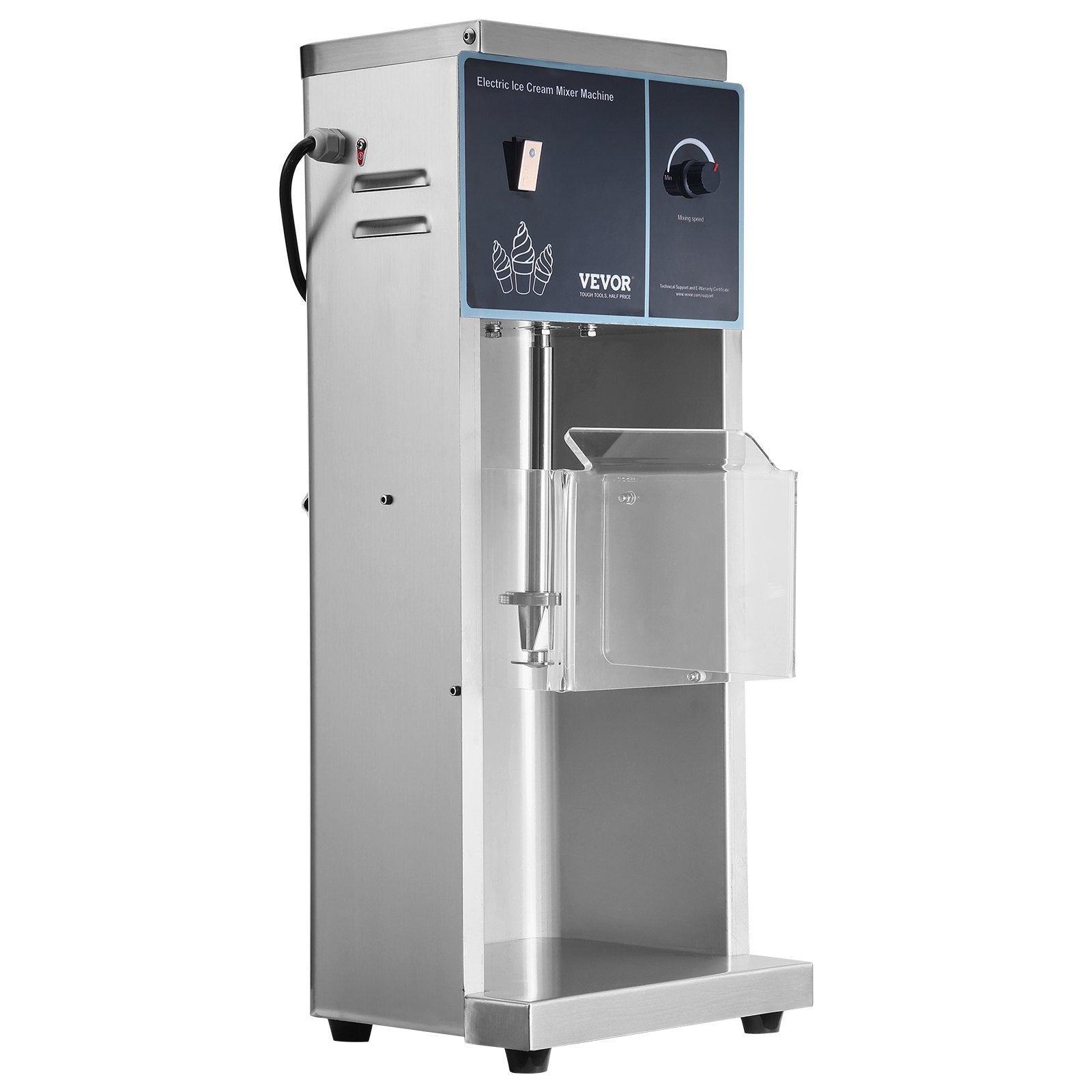 VEVOR Ice Cream Blender, 400W High-Speed Ice Cream Maker Mixer Stir Machine 4200RPM, Stepless Speed Adjustment, 304 Stainless Steel Ice Cream Shaker, 3 Hand Cups, Make Various Flavors of Ice Cream