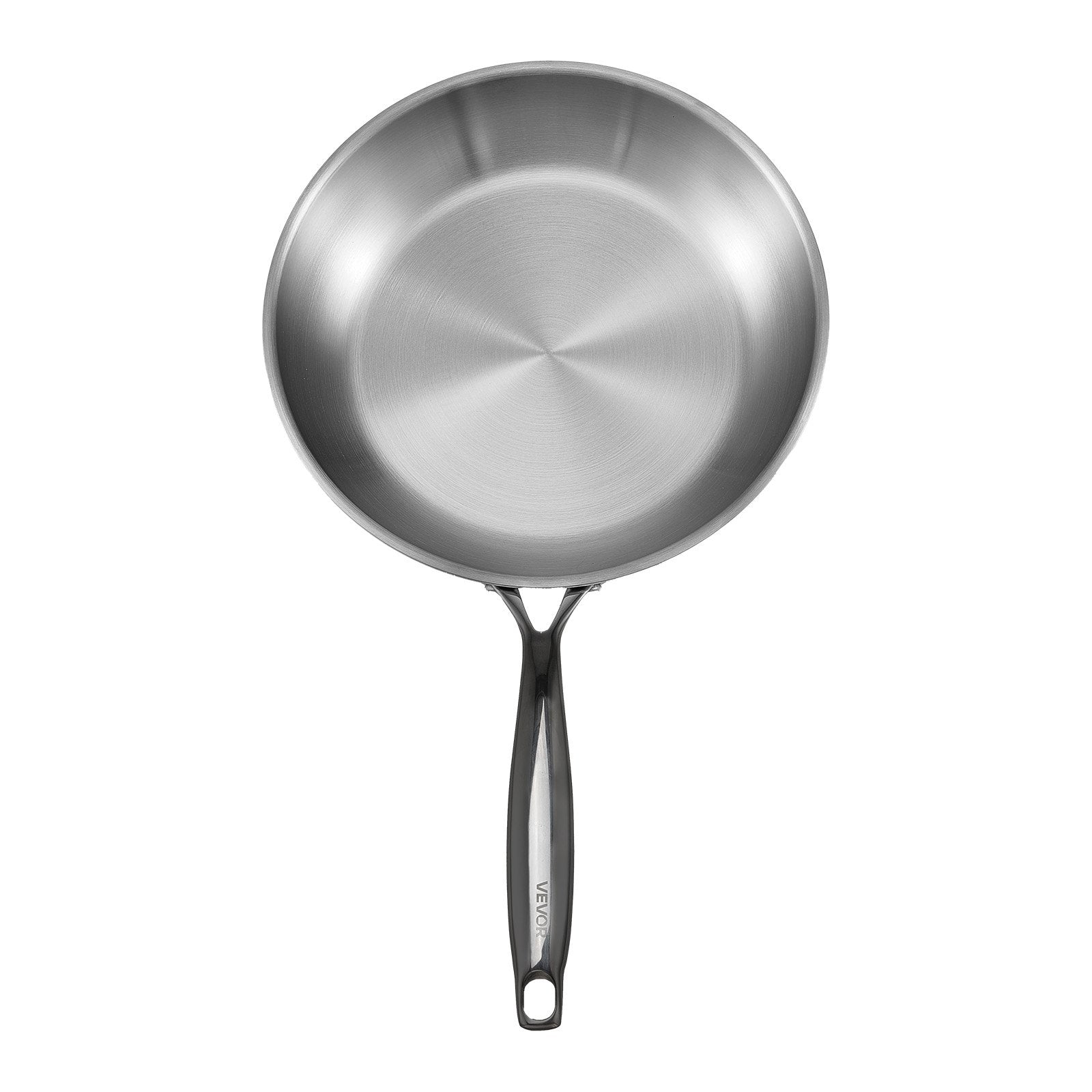 VEVOR Tri-Ply Stainless Steel Frying Pan, 3 Piece 240, 280, 320 mm , Cooking Skillet with Heat-Resistant Handle, Chef's Kitchen Cookware, Oven, Gas, Electric, Induction, Dishwasher Compatible, Silver