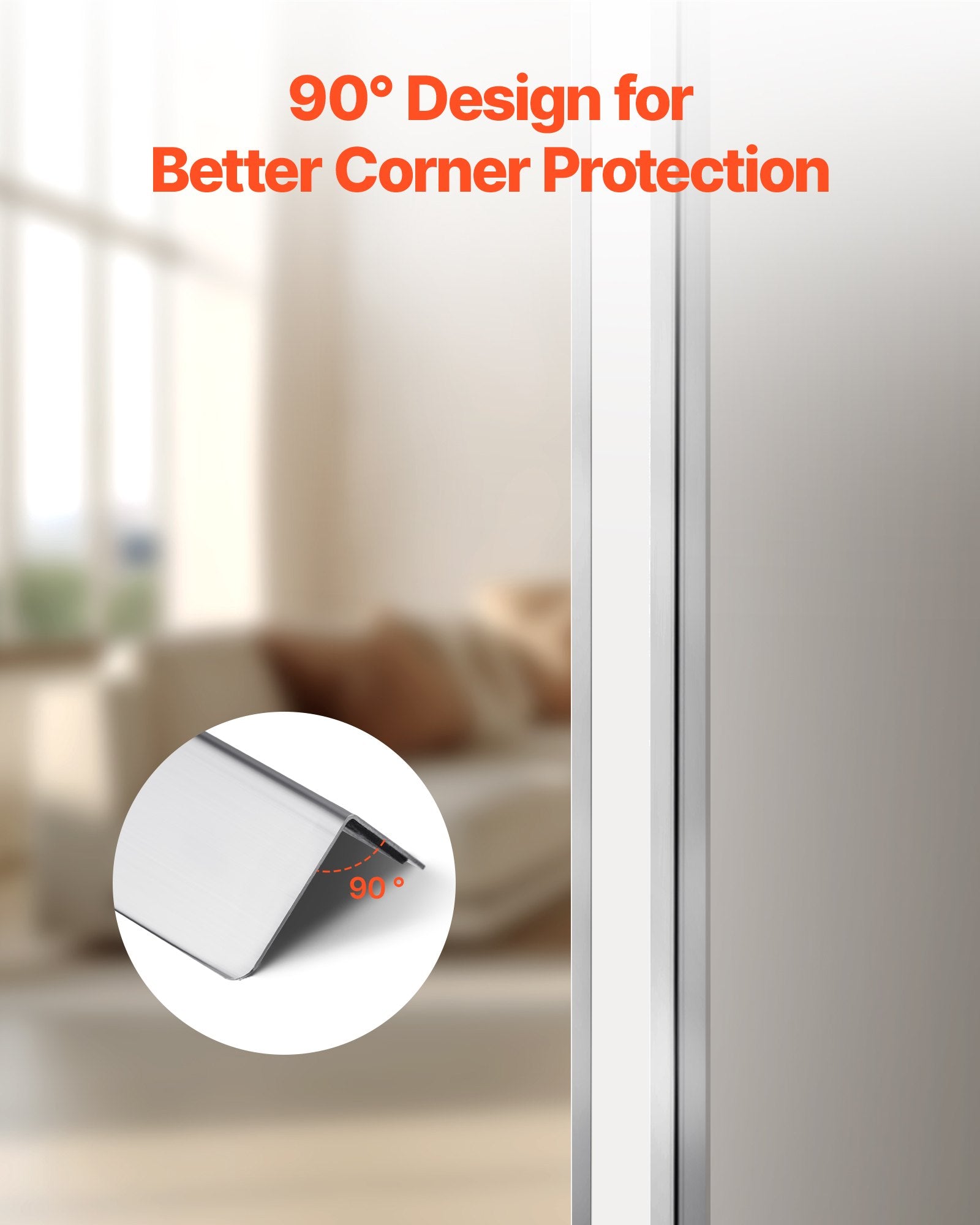 VEVOR Stainless Steel Wall Corner Protector, 38 x 38 x 2436 mm, 10 Pack Metal Corner Guards, 304 Stainless Steel Edge Trim 90-Degree Angle for Home,Office,Commercial Wall Protection, with 3m Tape