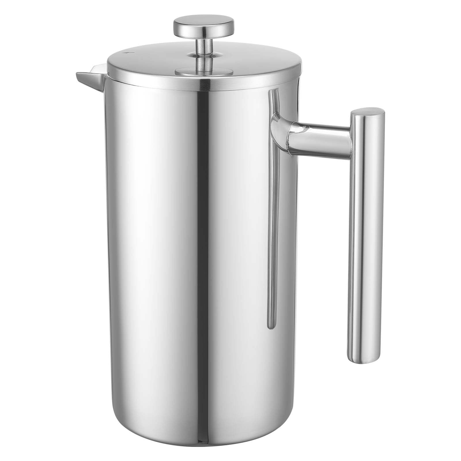 VEVOR French Press Coffee Maker, 1.5 Liter Stainless Steel Coffee Press Tea Maker with Filter, Large Double Wall Insulated French Presses Cold Brew for Camping Travel Home Kitchen, Silver